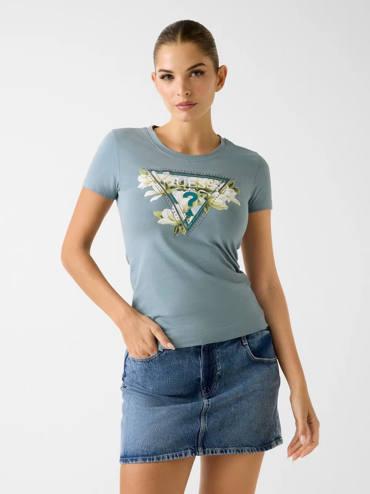 GUESS T-shirt Donna SS CN CAMELIA TRIANGLE TEE W6RI35 J1314 G7AI HEAVY METAL GREY - Image 2