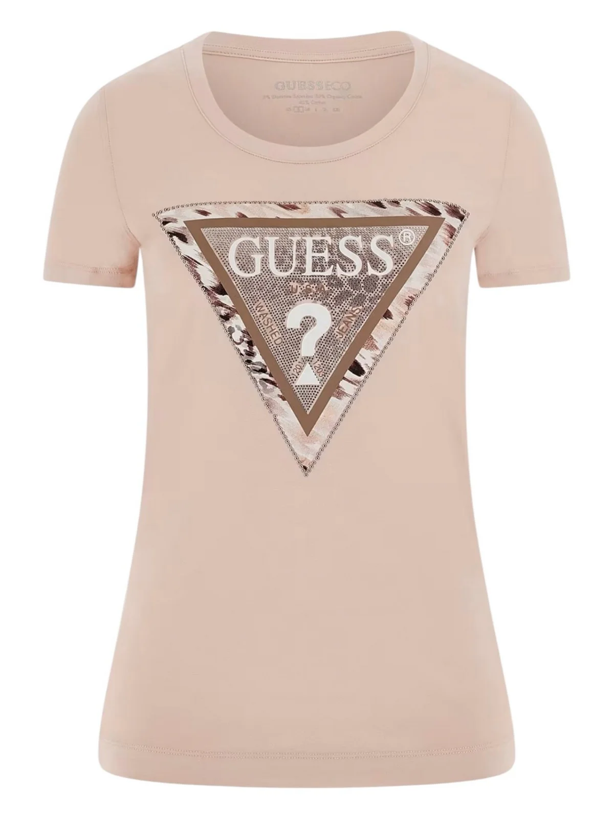 GUESS T-shirt Donna SS CN CHEETA LOGO TRIANGLE TEE W5RI22 J1314 G6O3 Rosa