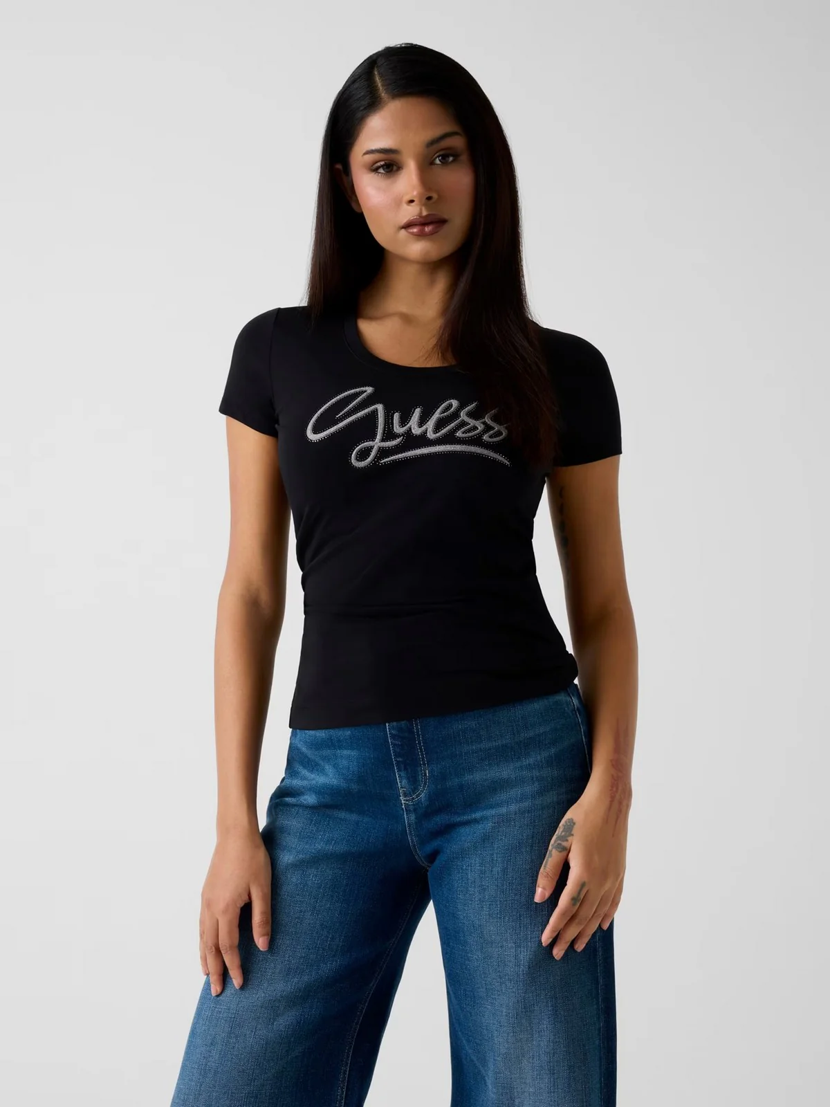 GUESS T-shirt Donna SS CN GUESS SCRIPT TEE W6RI24 J1314 JBLK Jet Black A996 - Image 2