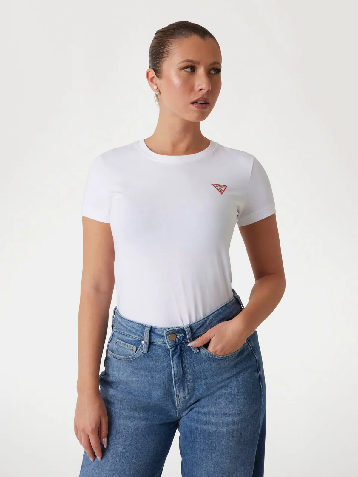 GUESS T-shirt Donna SS CN MINI TRIANGLE TEE W2YI44 J1314 G011 PURE WHITE - Image 2