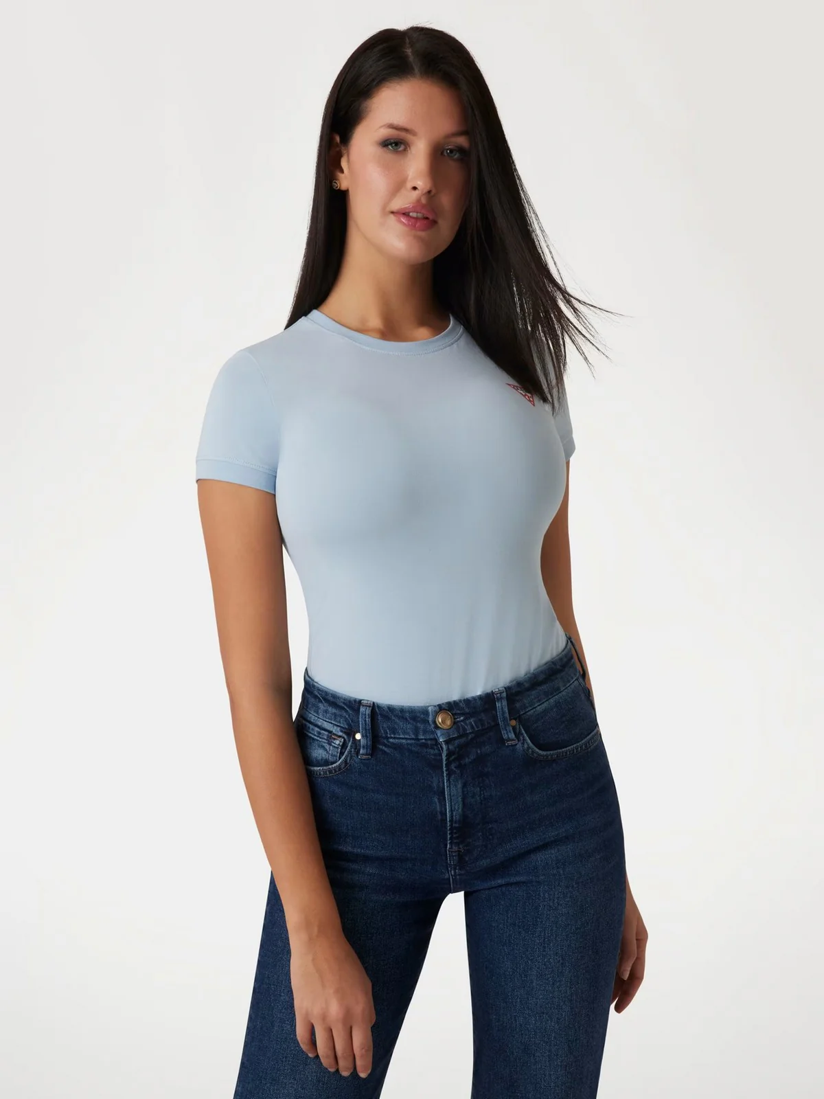 GUESS T-shirt Donna SS CN MINI TRIANGLE TEE W2YI44 J1314 G7GG Blu - Image 2