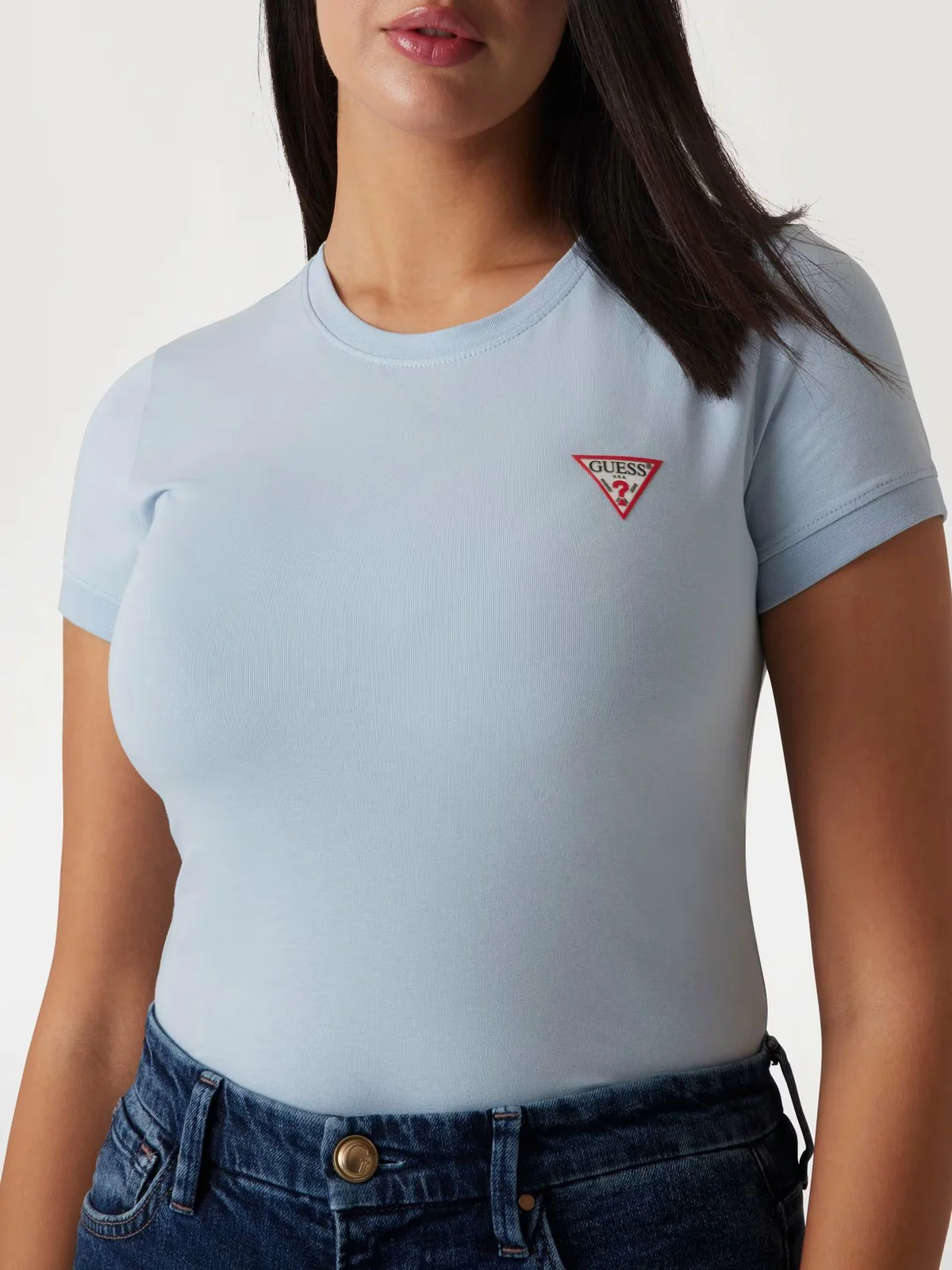 GUESS T-shirt Donna SS CN MINI TRIANGLE TEE W2YI44 J1314 G7GG Blu - Image 4