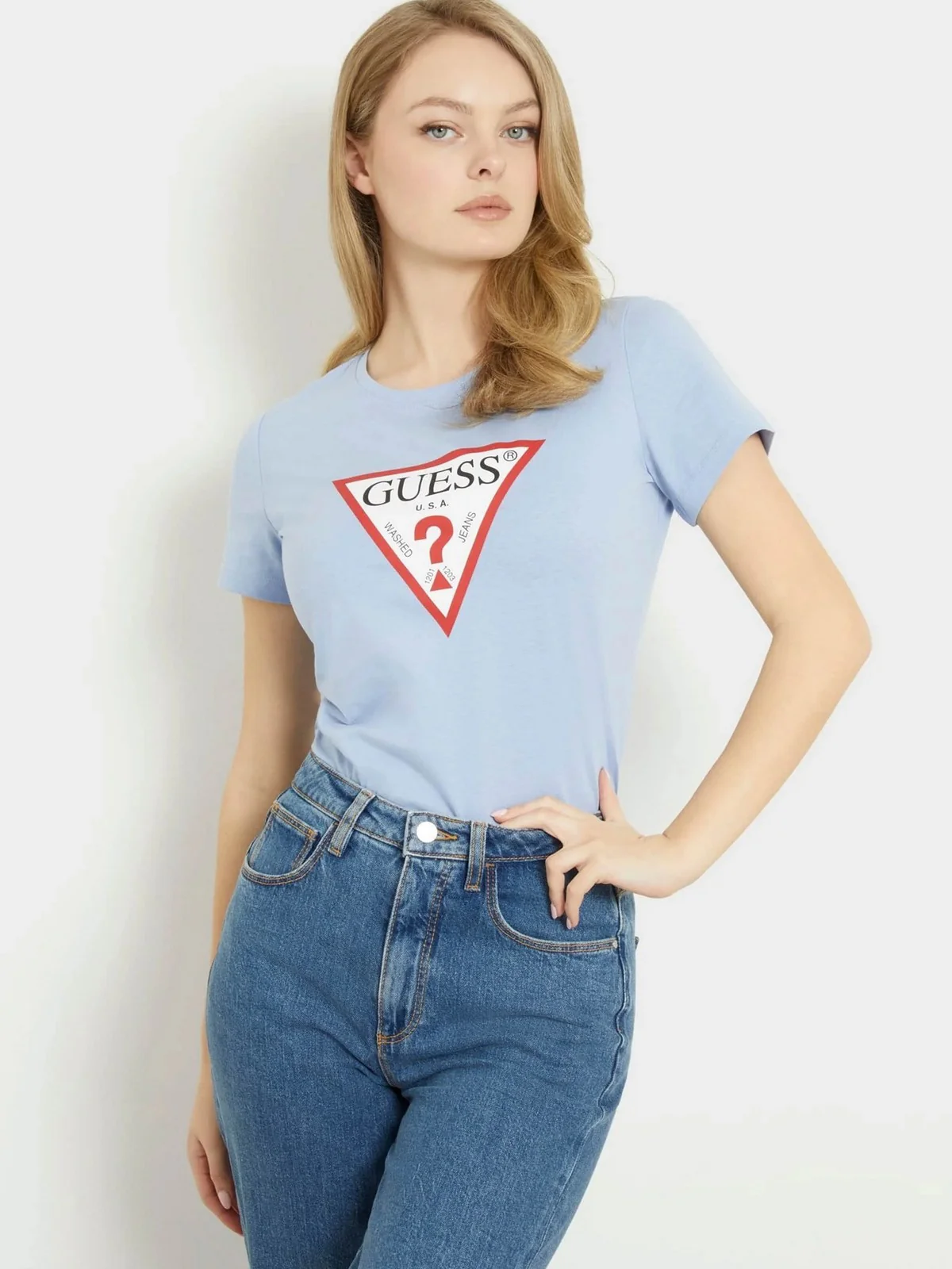 GUESS T-shirt Donna SS CN ORIGINAL TEE W1YI1B I3Z14 G7GG Blu - Image 2
