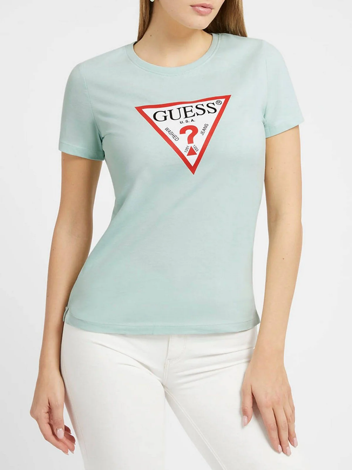 GUESS T-shirt Donna SS CN ORIGINAL TEE W1YI1B I3Z14 G8DD Verde - Image 2