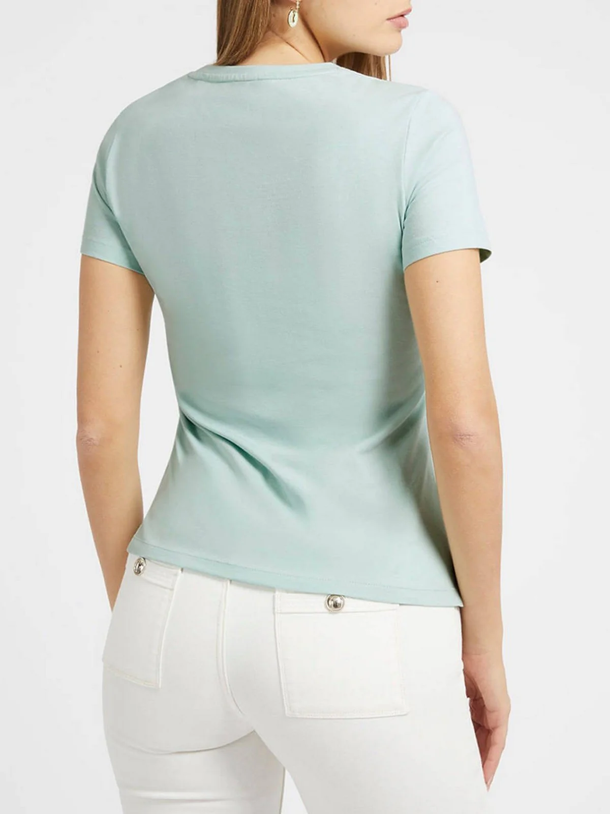 GUESS T-shirt Donna SS CN ORIGINAL TEE W1YI1B I3Z14 G8DD Verde - Image 3