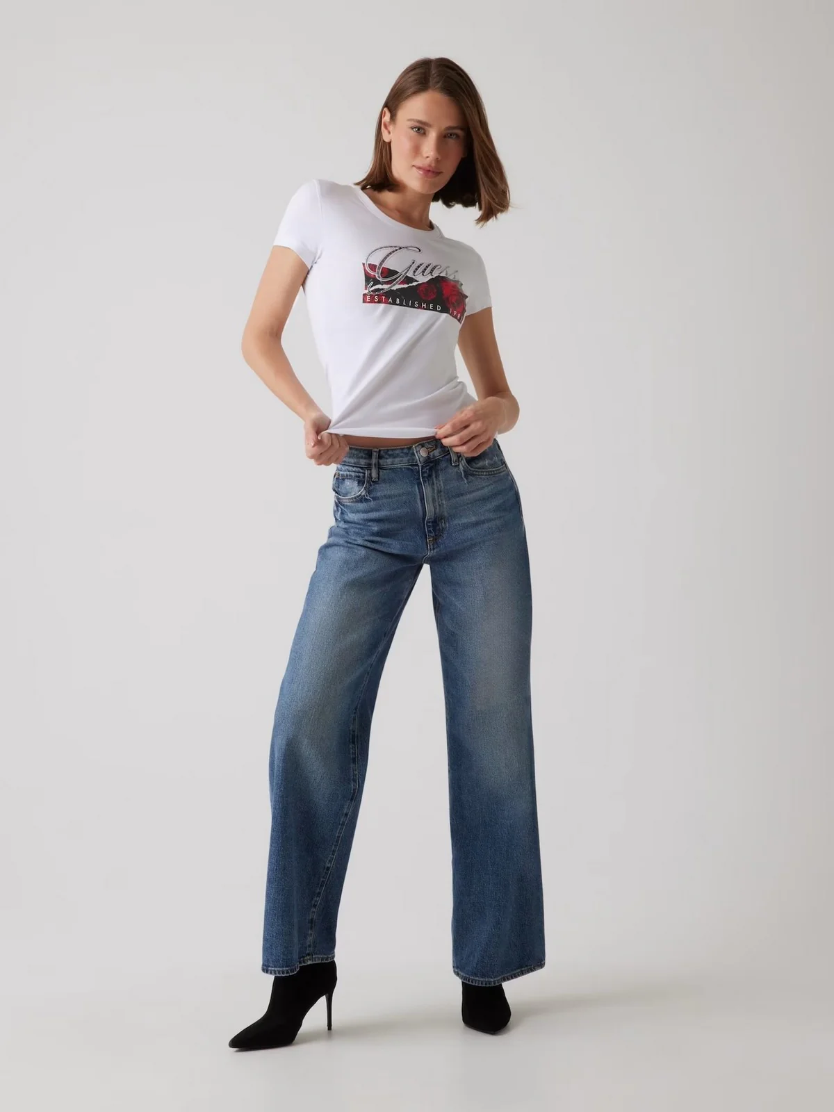GUESS T-shirt Donna SS CN ROSES PRINT W5RI03 J1314 G011 Bianco - Image 5