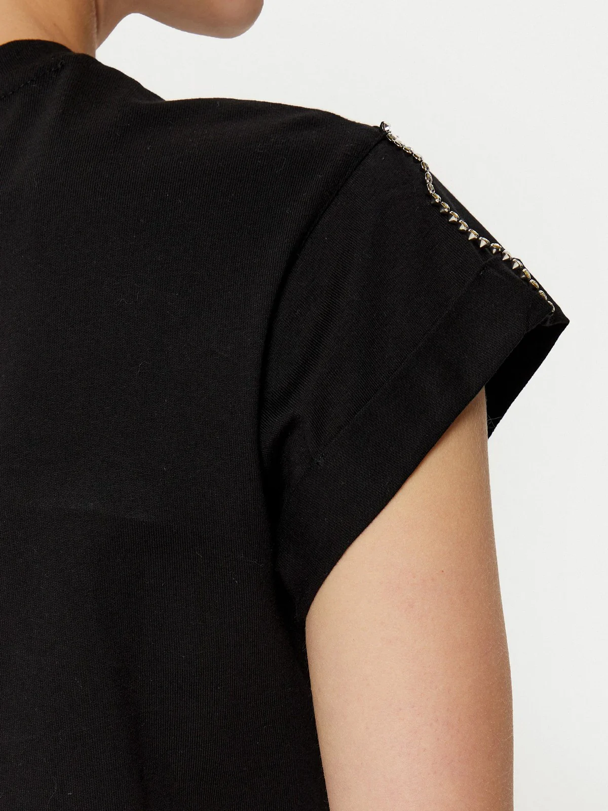 GUESS T-shirt Donna SS CN SLEEVES STRASS DETAIL W5RI06 I3Z14 JBLK Nero - Image 4