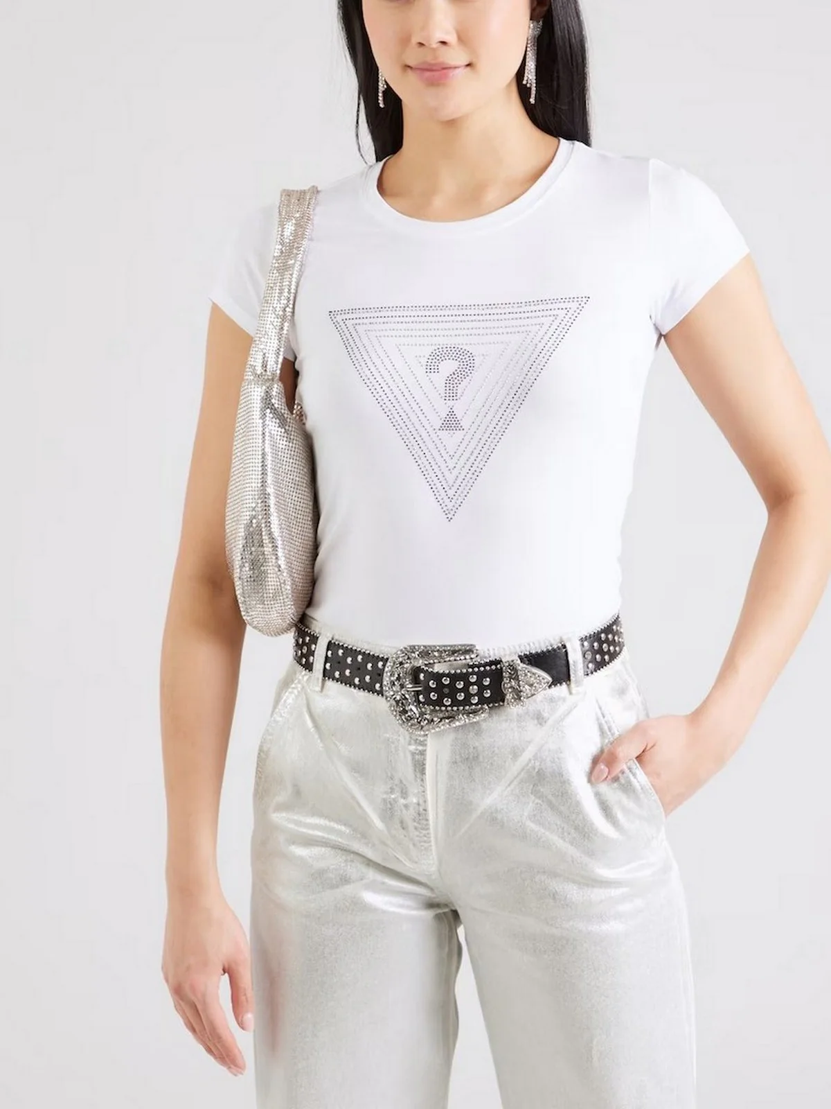 GUESS T-shirt Donna SS TRIANGLE OMBRE R3 TEE W5GI43 KA0Q1 G011 Bianco - Image 2
