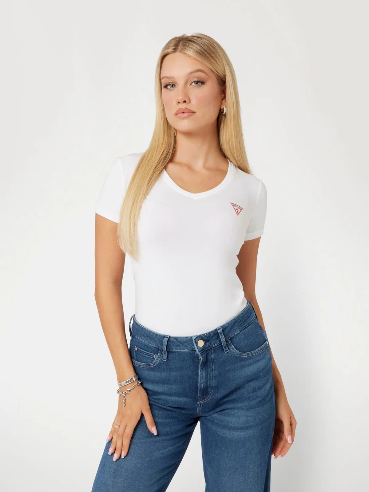 GUESS T-shirt Donna SS VN MINI TRIANGLE TEE W2YI45 J1314 G011 Bianco - Image 2