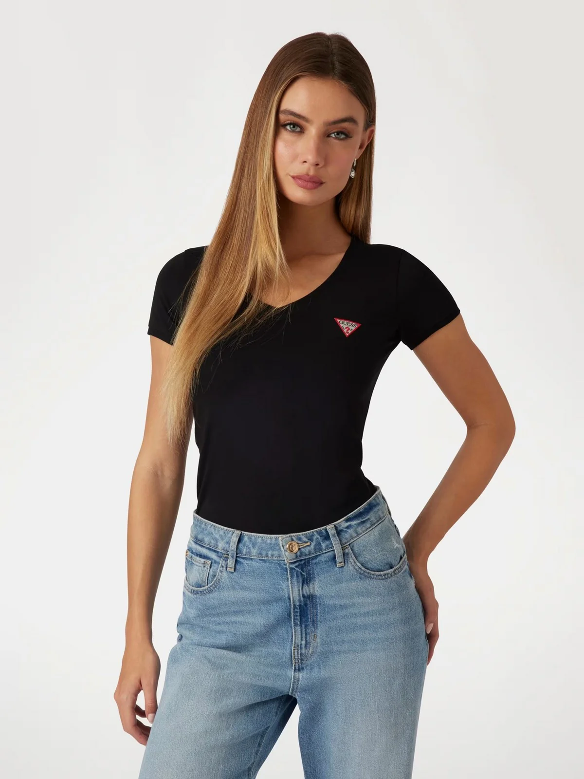 GUESS T-shirt Donna SS VN MINI TRIANGLE TEE W2YI45 J1314 JBLK Nero - Image 2
