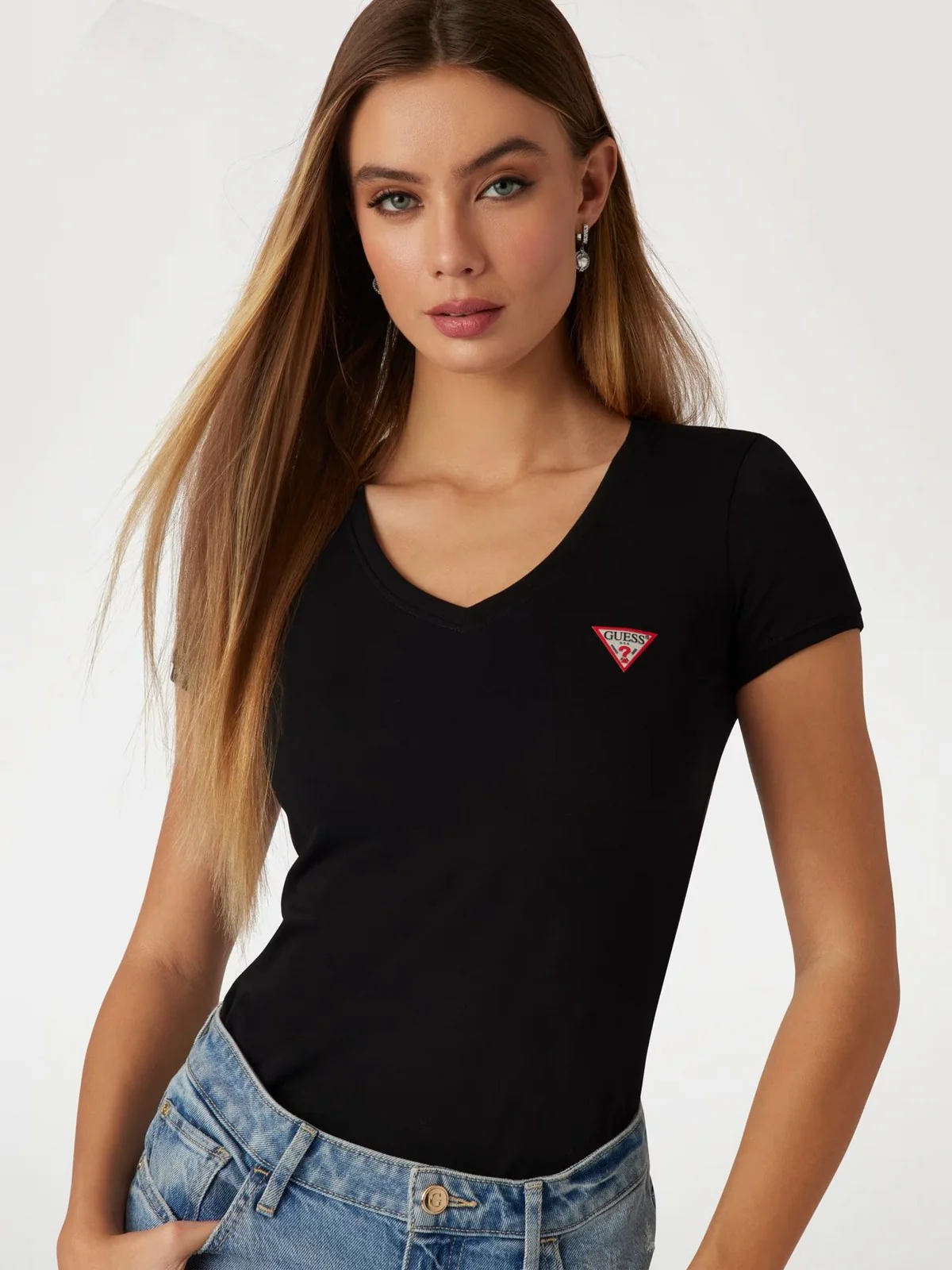 GUESS T-shirt Donna SS VN MINI TRIANGLE TEE W2YI45 J1314 JBLK Nero - Image 4
