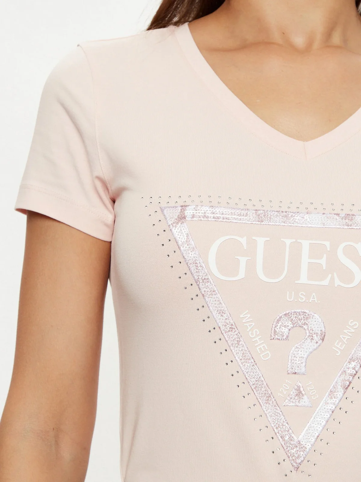 GUESS T-shirt Donna SS VN PYTHON TRIANGLE TEE W5RI21 J1314 A61L Rosa - Image 4