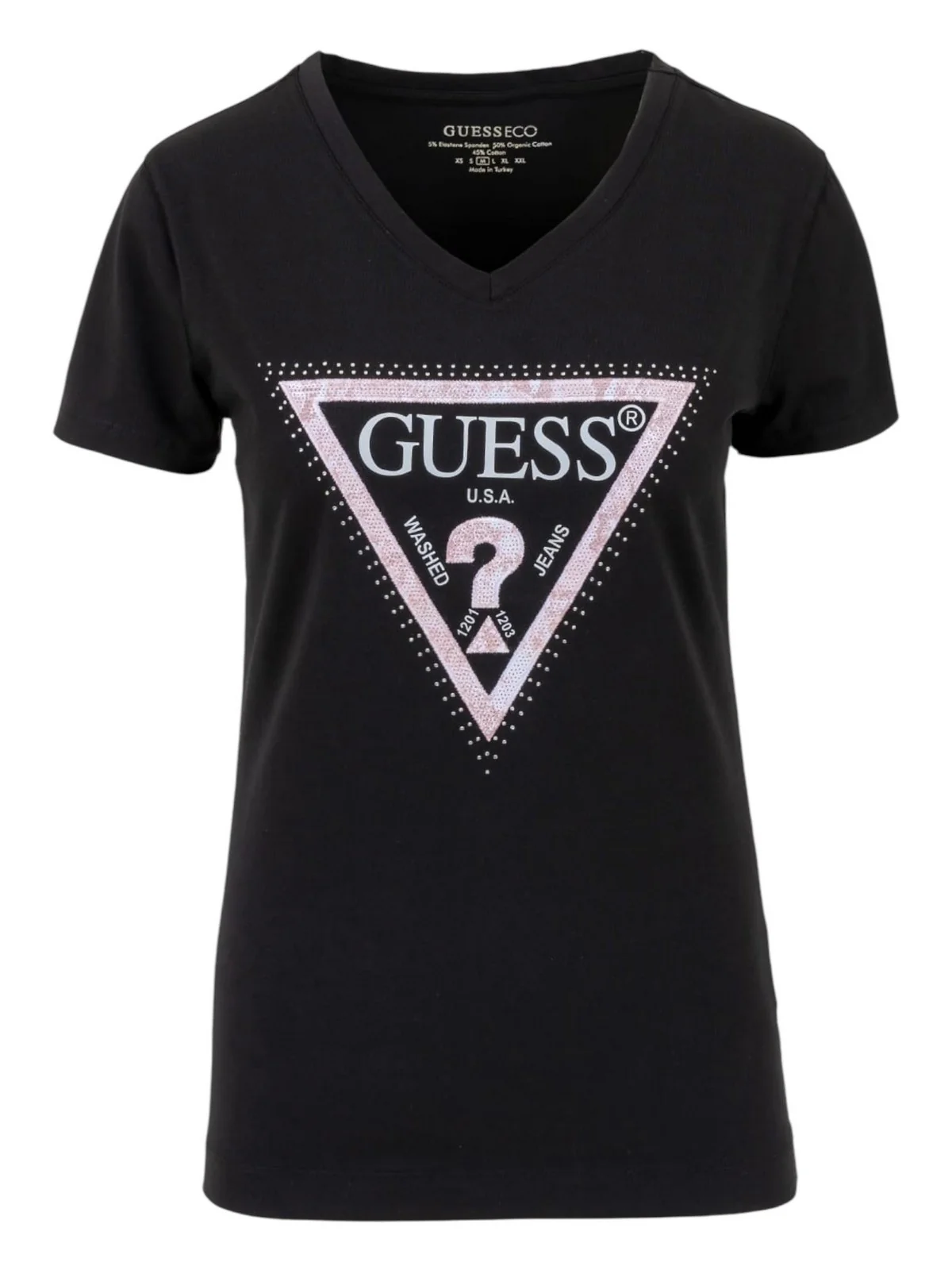 GUESS T-shirt Donna SS VN PYTHON TRIANGLE TEE W5RI21 J1314 JBLK Nero