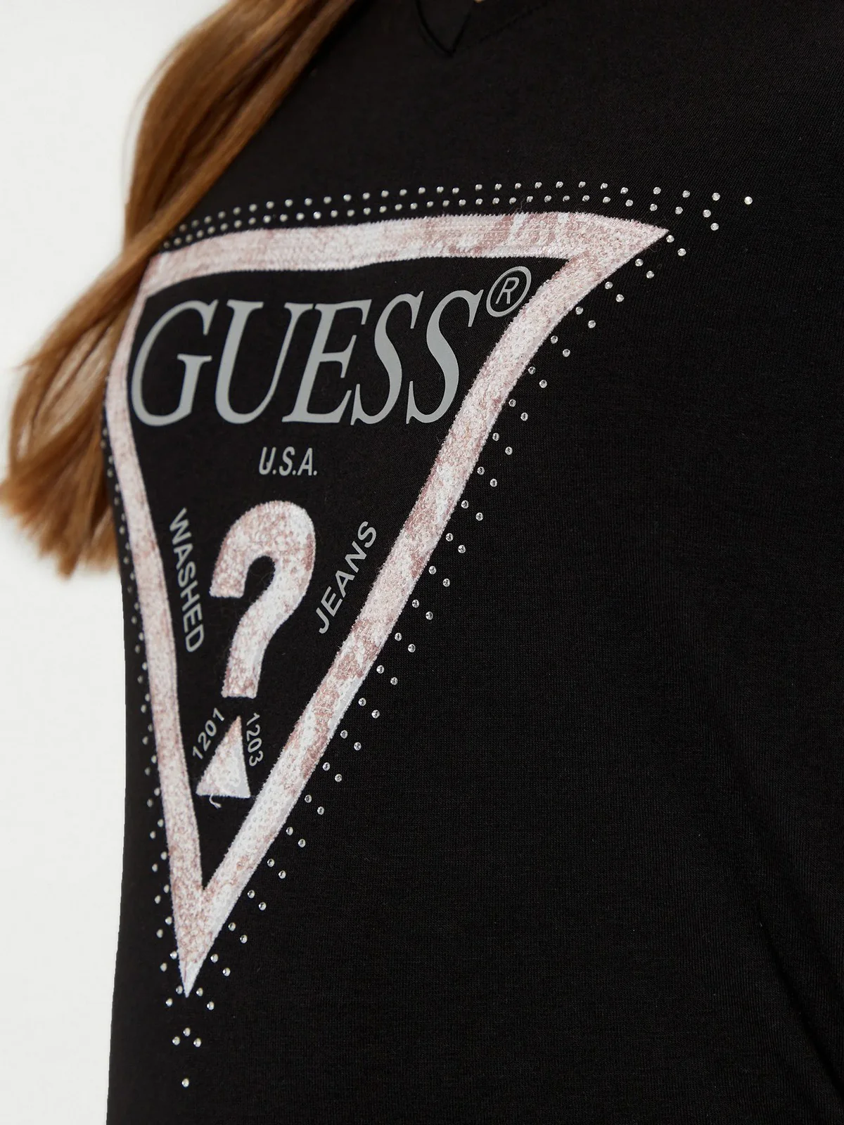 GUESS T-shirt Donna SS VN PYTHON TRIANGLE TEE W5RI21 J1314 JBLK Nero - Image 4