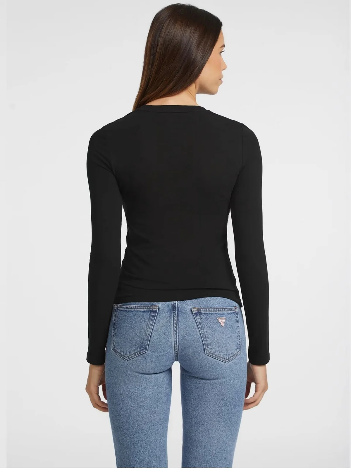 GUESS T-Shirt e Polo Donna GJ LS CN SLIM LOGO EMB TEE W4YI22 J1314 JBLK Jet Black A996 - Image 4