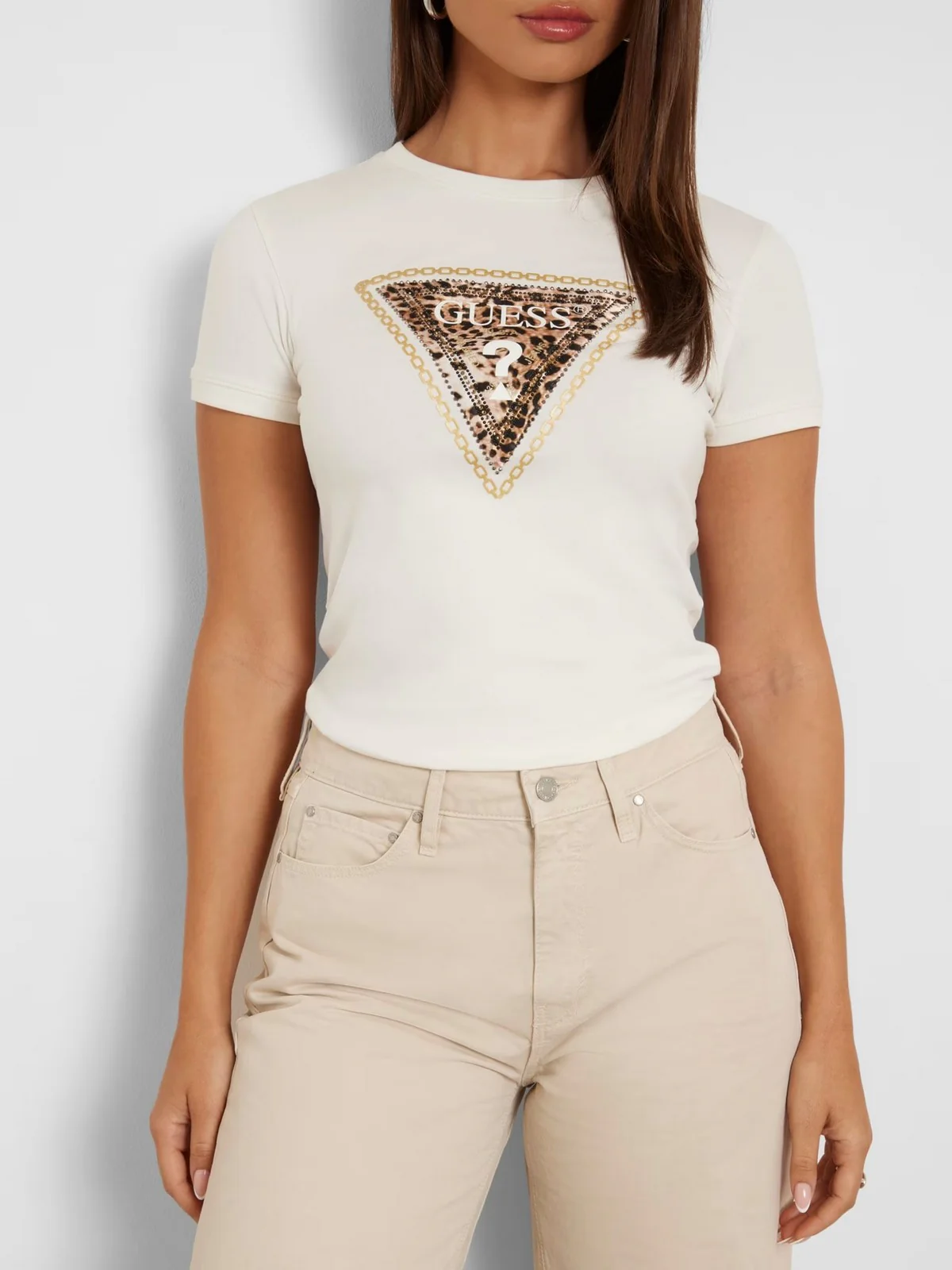 GUESS T-Shirt e Polo Donna SS CN TRIANGLE LEO TEE W4YI40 J1314 G012 Bianco - Image 2