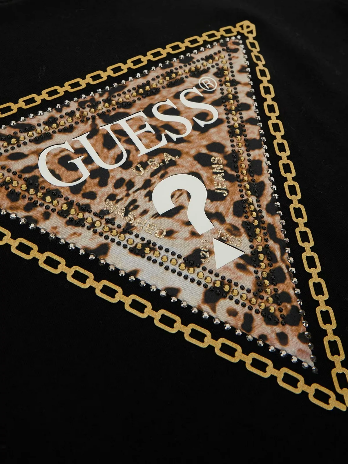 GUESS T-Shirt e Polo Donna SS CN TRIANGLE LEO TEE W4YI40 J1314 JBLK Nero - Image 4
