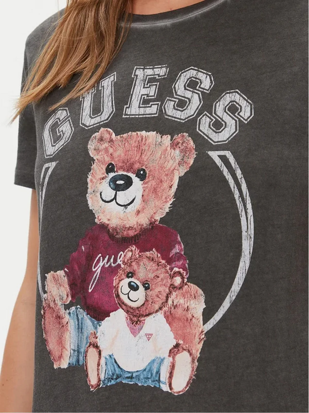 GUESS T-Shirt e Polo Donna Ss Varsity Bear Logo W4RI86 K9SN1 JTMU Nero - Image 3