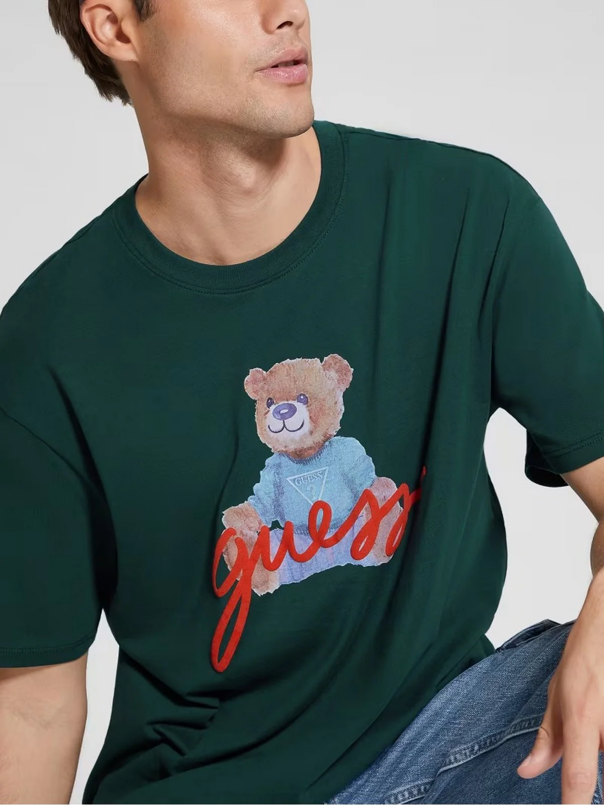 GUESS T-Shirt e Polo Uomo SS BSC GUESS BEAR TE M4RI81 K9RM1 F8L4 Verde - Image 2