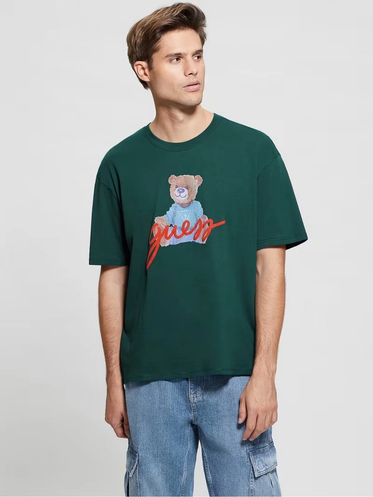 GUESS T-Shirt e Polo Uomo SS BSC GUESS BEAR TE M4RI81 K9RM1 F8L4 Verde - Image 3