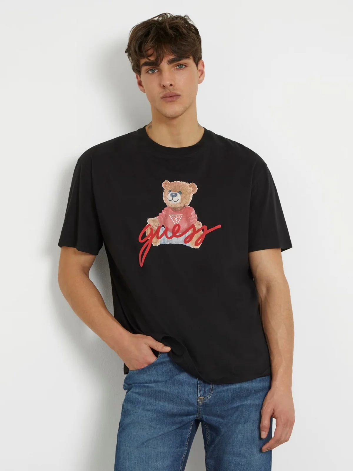 GUESS T-Shirt e Polo Uomo SS BSC GUESS BEAR TE M4RI81 K9RM1 JBLK Nero - Image 2