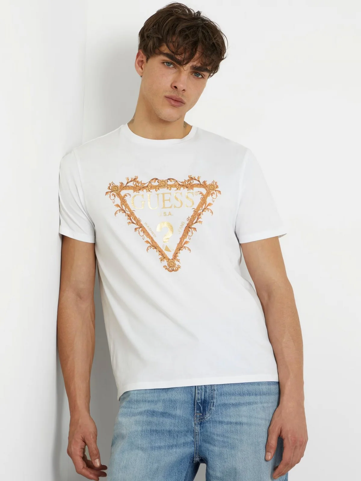 GUESS T-Shirt e Polo Uomo SS BSC GUESS TRI SCR M4RI62 K9RM1 G011 Bianco - Image 4