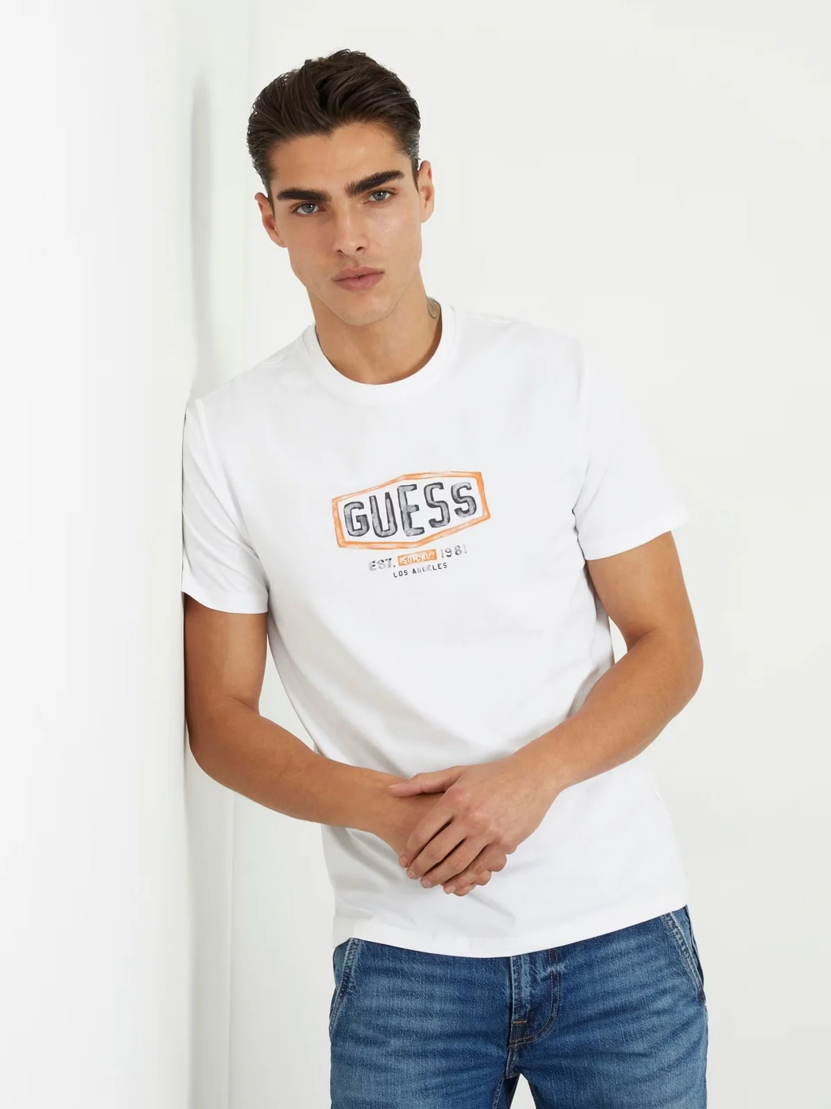 GUESS T-Shirt e Polo Uomo SS CN GUESS BOX CRAC M4RI33 J1314 G011 Bianco - Image 2