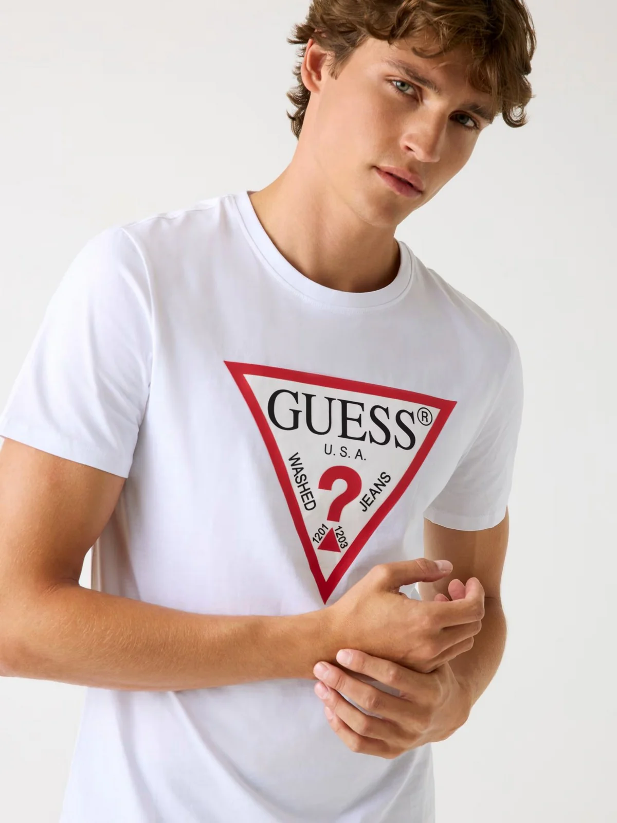 GUESS T-shirt Uomo CN SS ORIGINAL LOGO TEE M2YI71 I3Z14 G011 PURE WHITE - Image 2