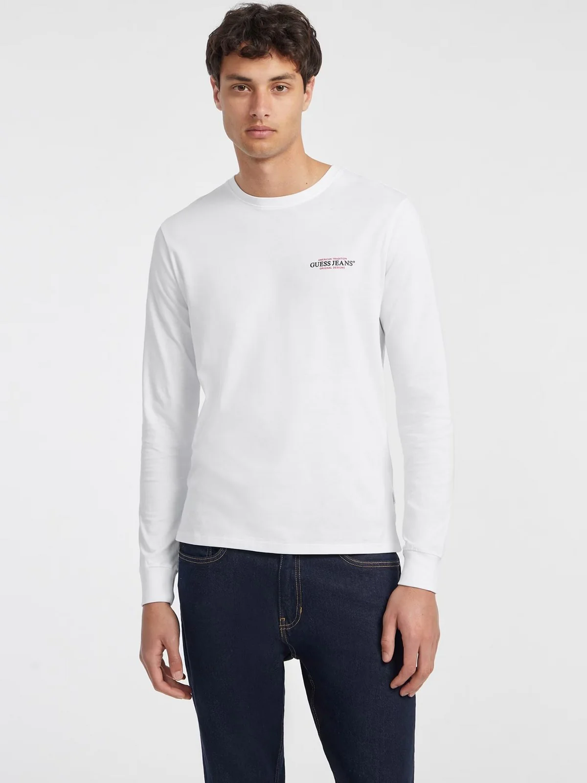 GUESS T-shirt Uomo GJ LS CN SLIM AMERICAN TR TEE M4YI54 K8HM0 G011 PURE WHITE - Image 2
