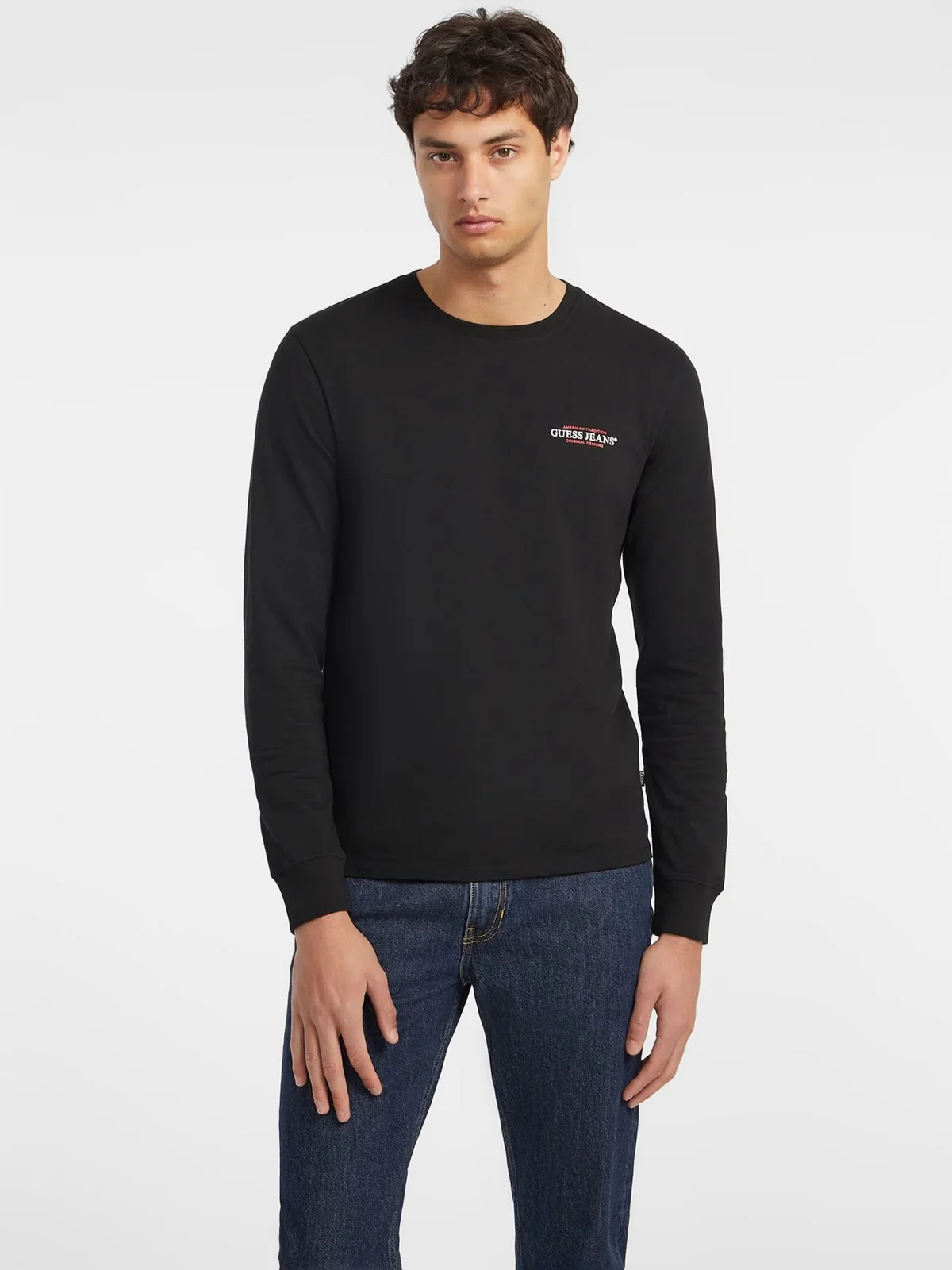 GUESS T-shirt Uomo GJ LS CN SLIM AMERICAN TR TEE M4YI54 K8HM0 JBLK Jet Black A996 - Image 2