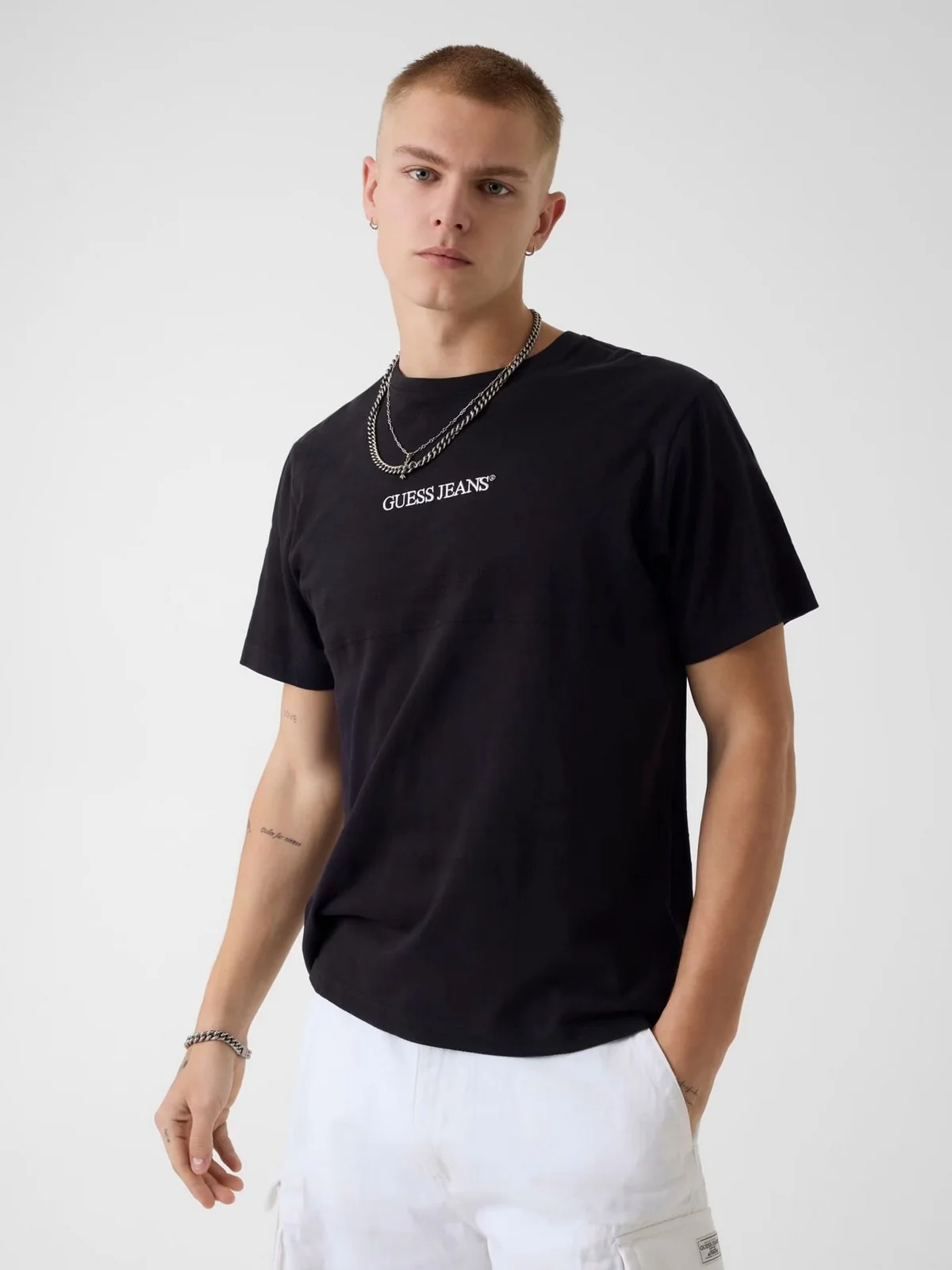 GUESS T-shirt Uomo GJ REG FIT JACQUARD STRIPE TEE M6GIZ3 KE942 JTMU JET BLACK MULTI - Image 2