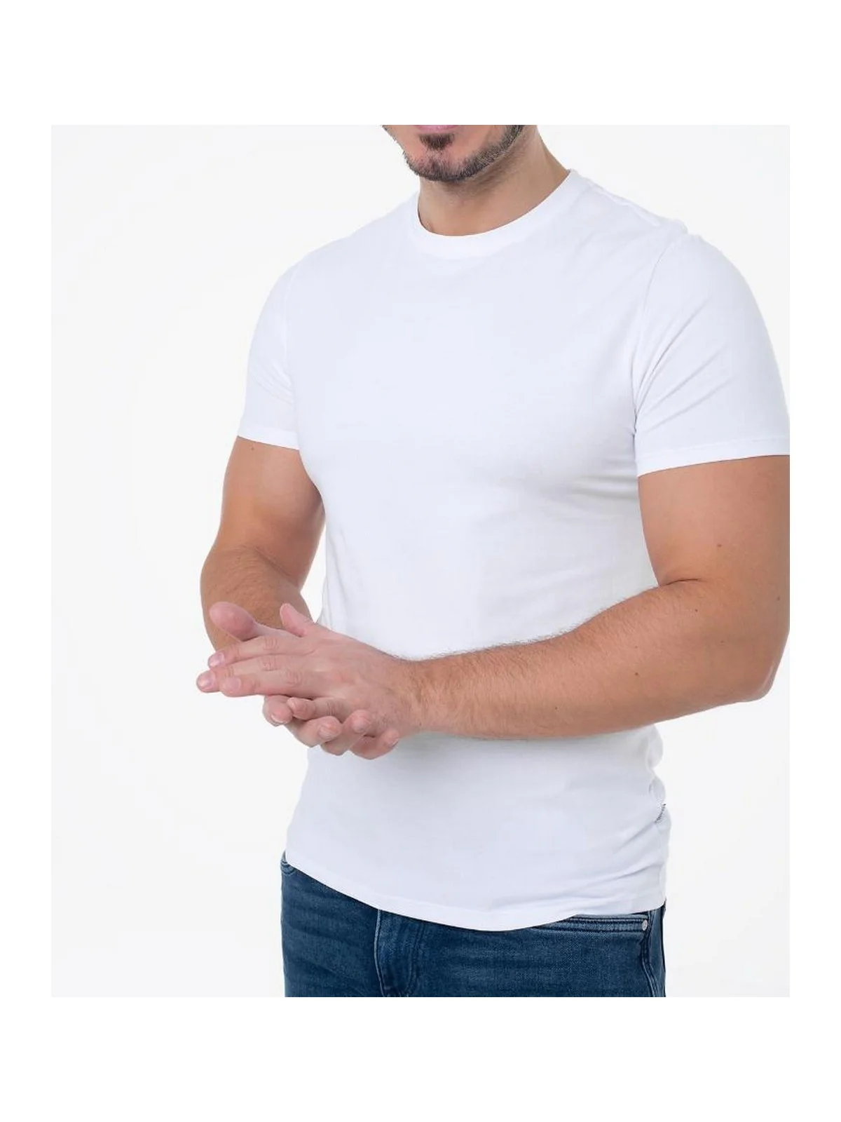 GUESS T-shirt Uomo GJ SLIM FIT SINGLE CN TEE M4BZ39 K6YW1 G011 PURE WHITE - Image 2