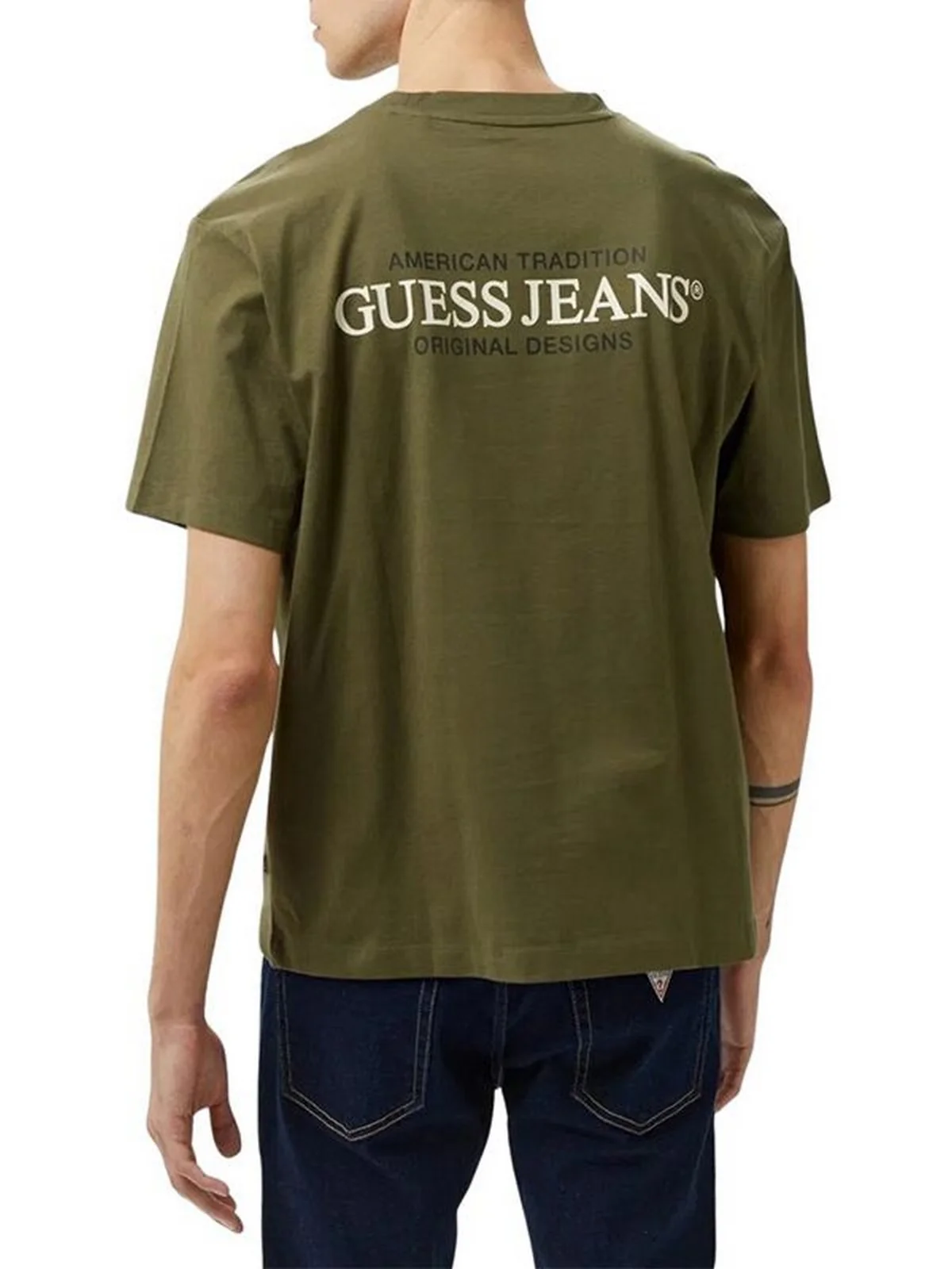 GUESS T-shirt Uomo GJ SS CN OS AMERICAN TRAD TEE M4BI75 K8FQ4 G8EV OLIVE LIGHT GREEN - Image 3