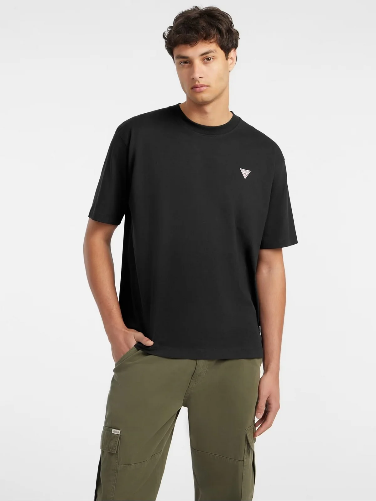 GUESS T-shirt Uomo GJ SS CN OS MINI TRIANGLE TEE M4YI46 K8FQ4 JBLK Jet Black A996 - Image 6