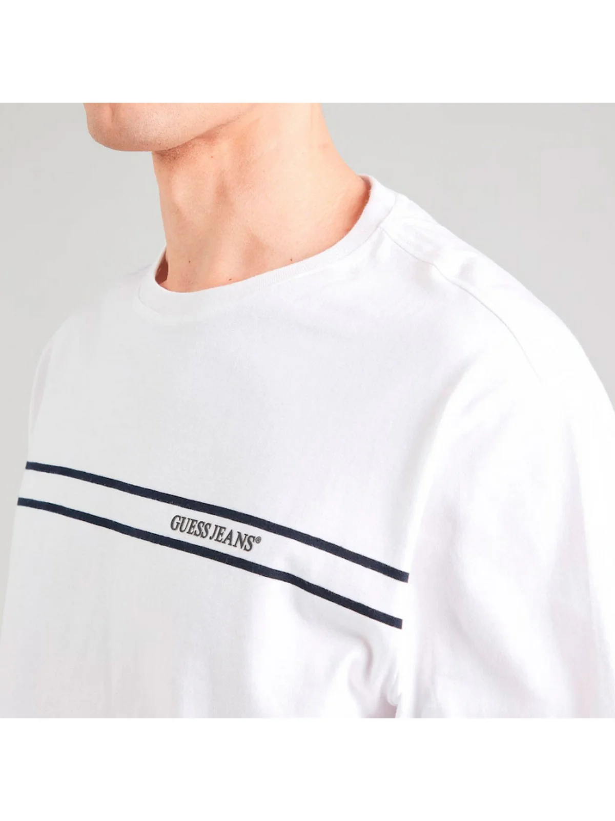 GUESS T-shirt Uomo GJ SS CN REG CHEST STRIPE TEE M5RI78 KCPQ1 G011 PURE WHITE - Image 2