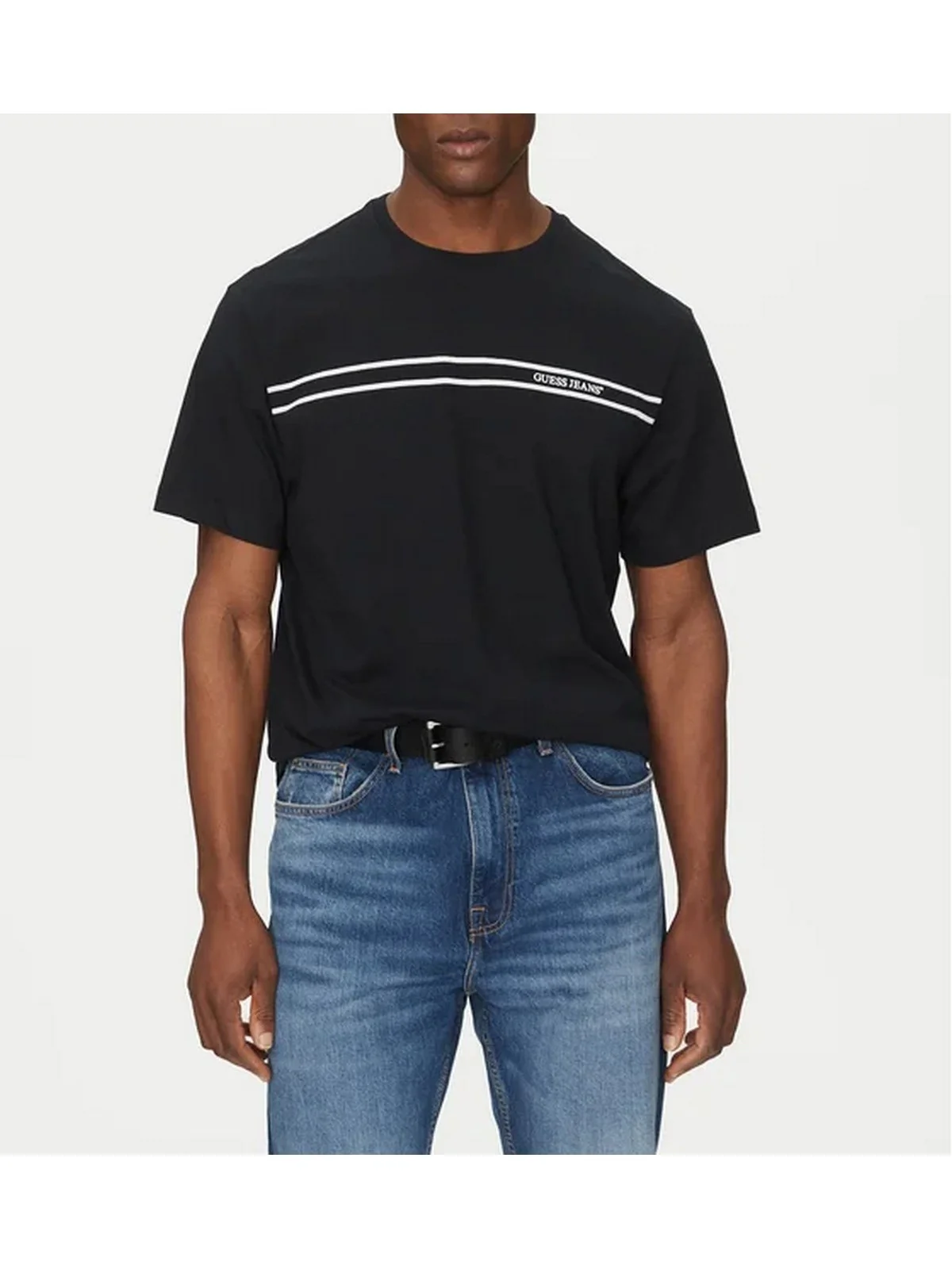 GUESS T-shirt Uomo GJ SS CN REG CHEST STRIPE TEE M5RI78 KCPQ1 JBLK Jet Black A996 - Image 2