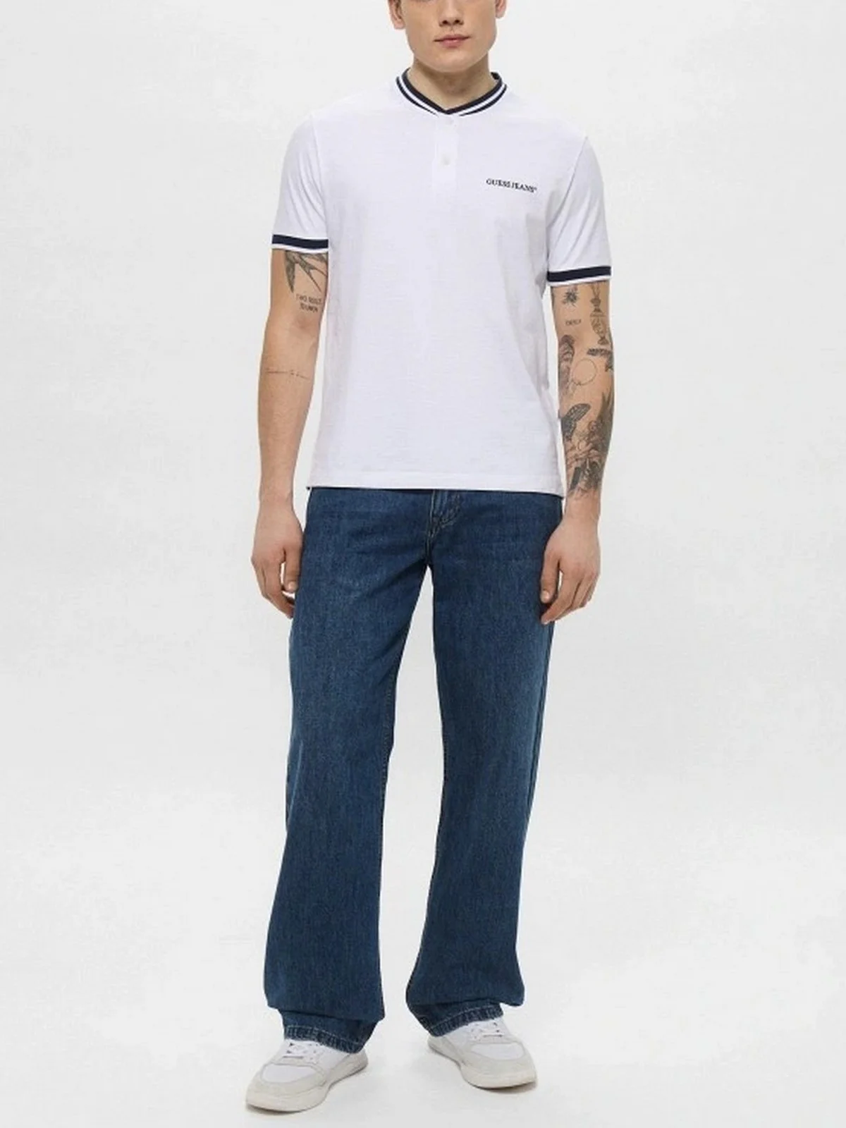 GUESS T-shirt Uomo GJ SS CN REG  HENLEY TEE M5GP49 KCTV1 G011 PURE WHITE - Image 3
