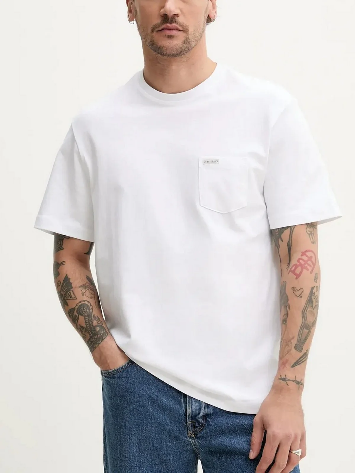 GUESS T-shirt Uomo GJ SS CN REG PKT TEE M5RI74 K8FQ4 G011 PURE WHITE - Image 6
