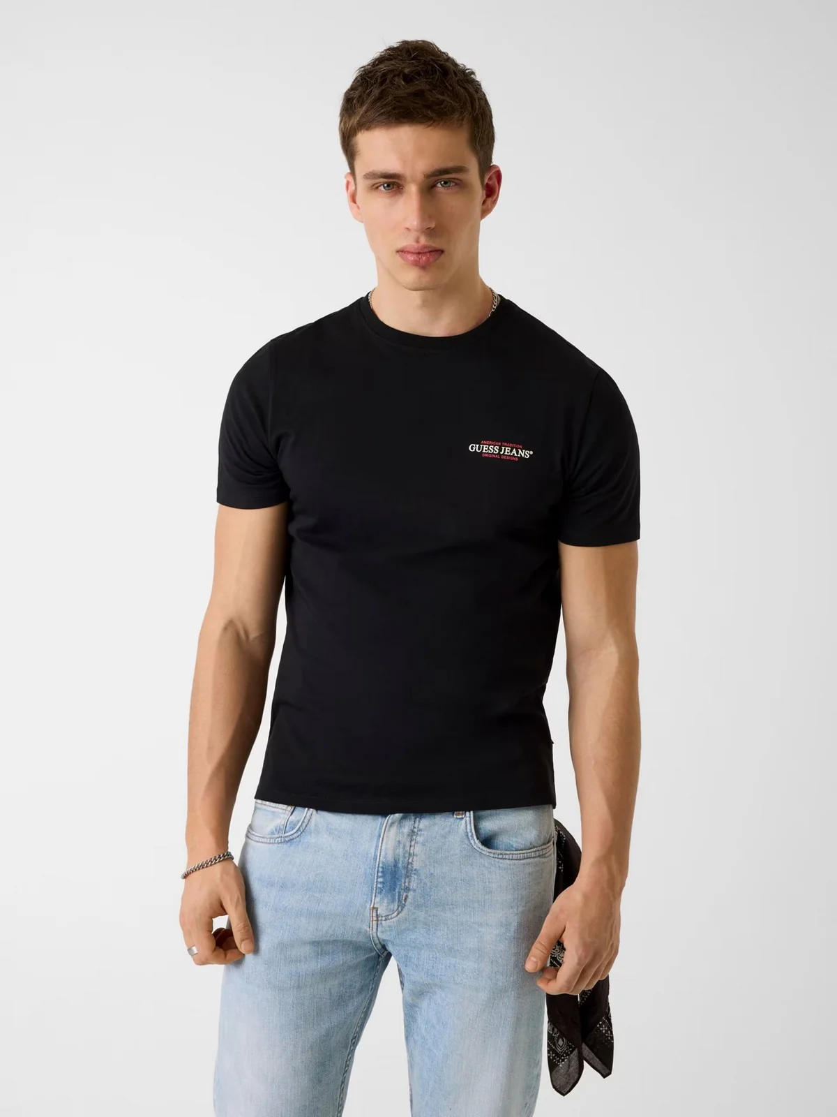 GUESS T-shirt Uomo GJ SS CN SLIM AMERICAN TR TEE M4YI55 K8HM0 JBLK Jet Black A996 - Image 2