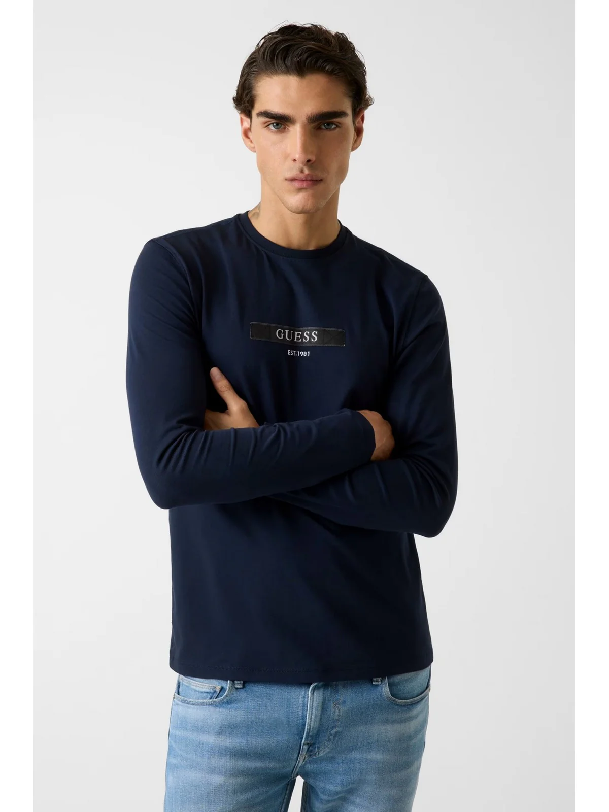 GUESS T-shirt Uomo LS CN LOGO BOX TEE M6RI18 J1314 G7V2 SMART BLUE - Image 2