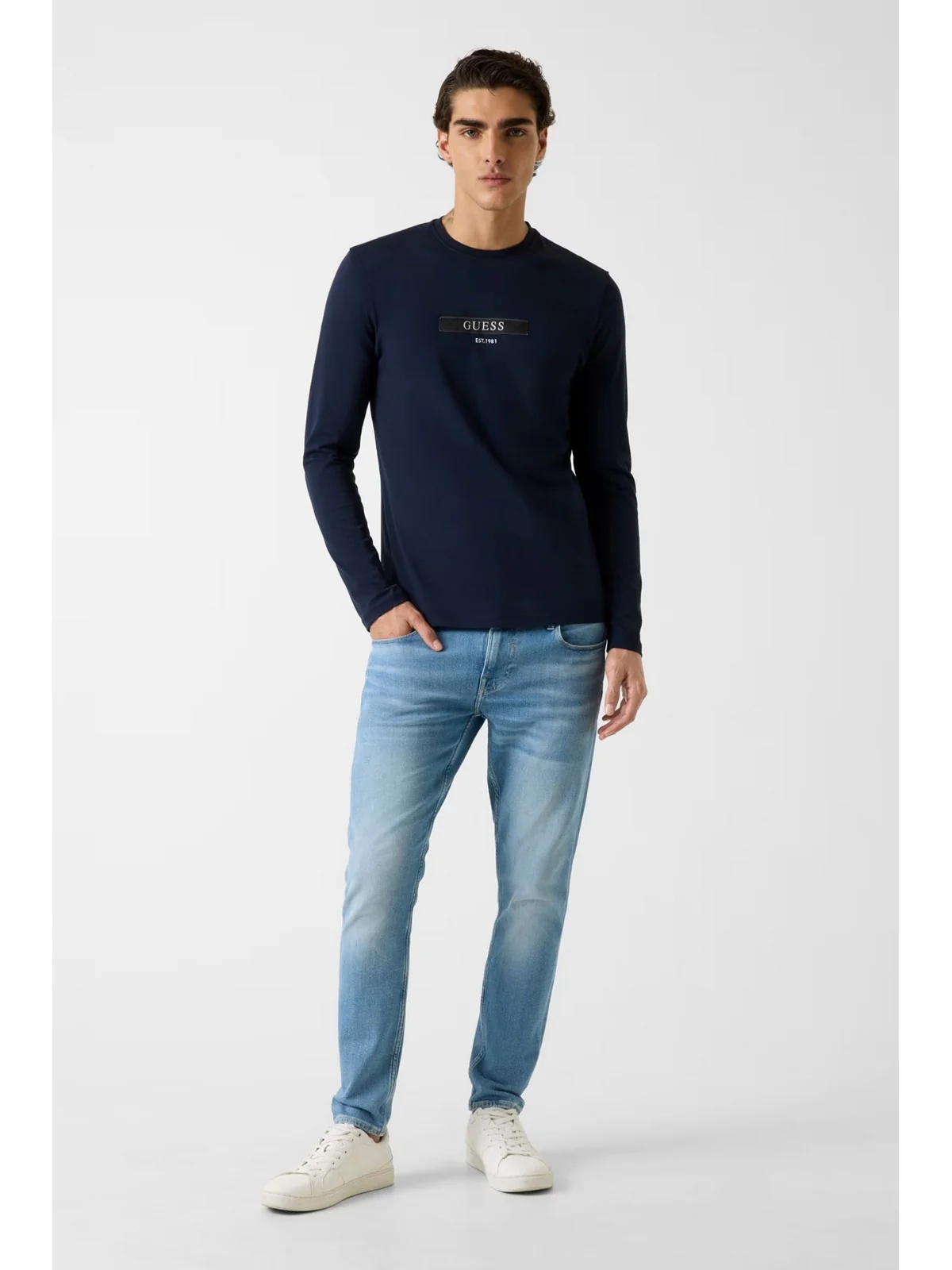 GUESS T-shirt Uomo LS CN LOGO BOX TEE M6RI18 J1314 G7V2 SMART BLUE - Image 3