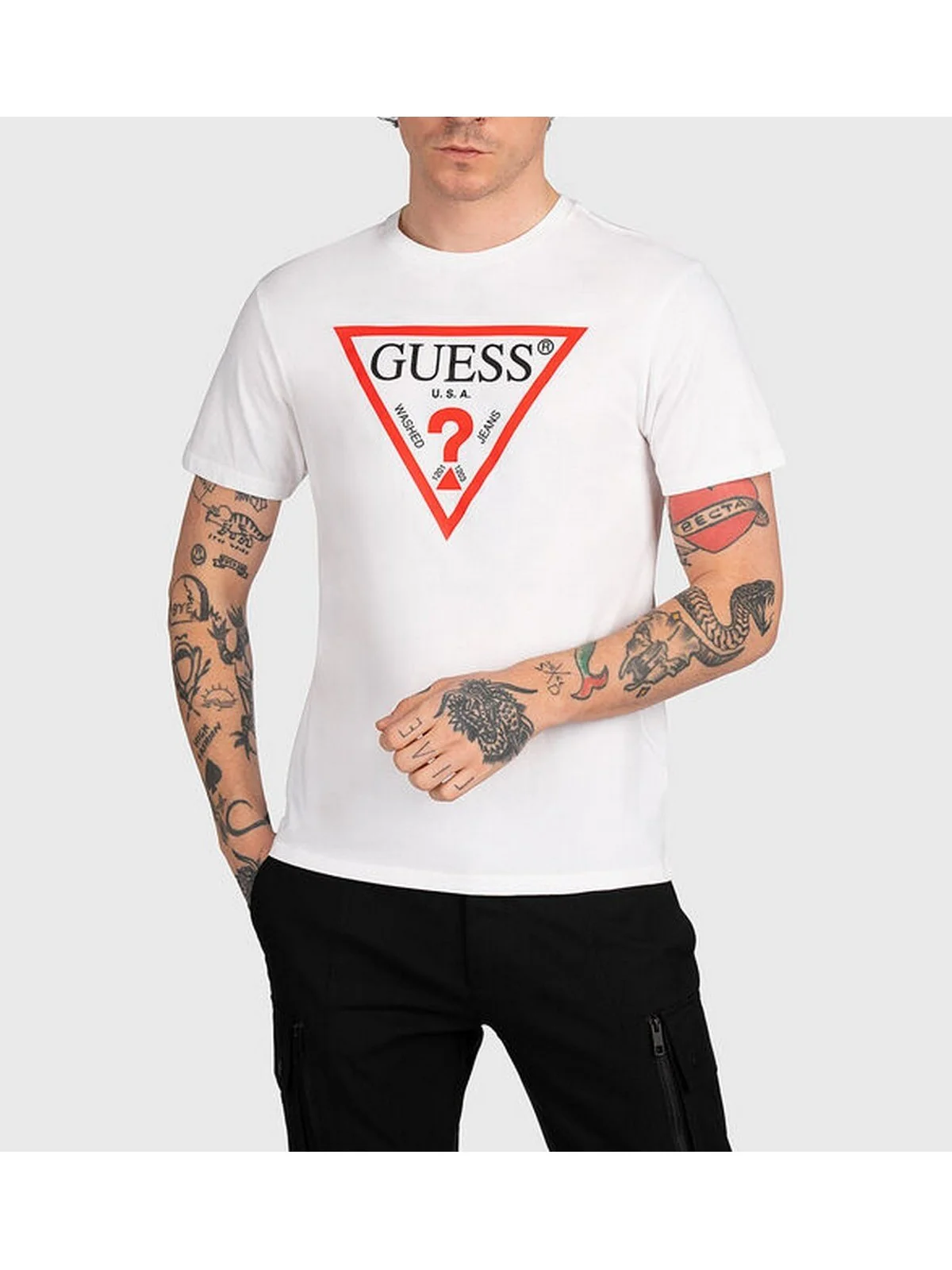 GUESS T-shirt Uomo SS BSC CLSC TRI LOGO CRW T M2GI68 KBA60 G011 PURE WHITE - Image 2