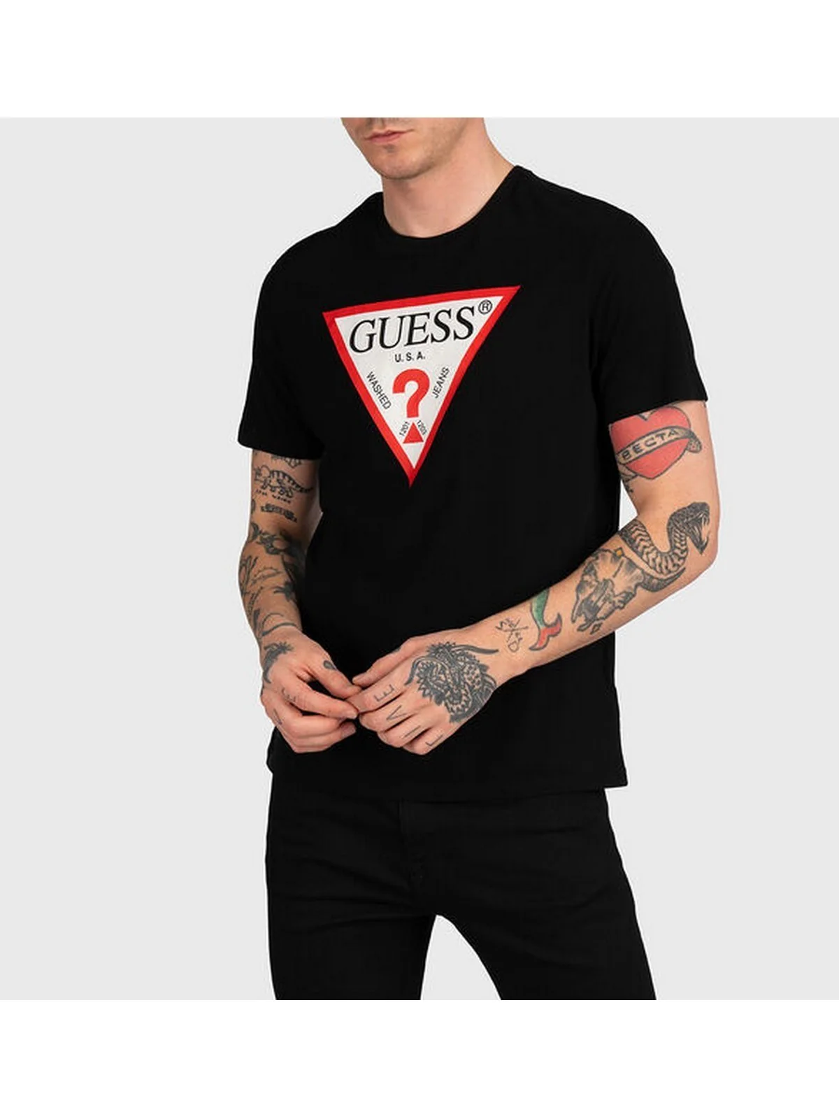 GUESS T-shirt Uomo SS BSC CLSC TRI LOGO CRW T M2GI68 KBA60 JBLK Jet Black A996 - Image 2