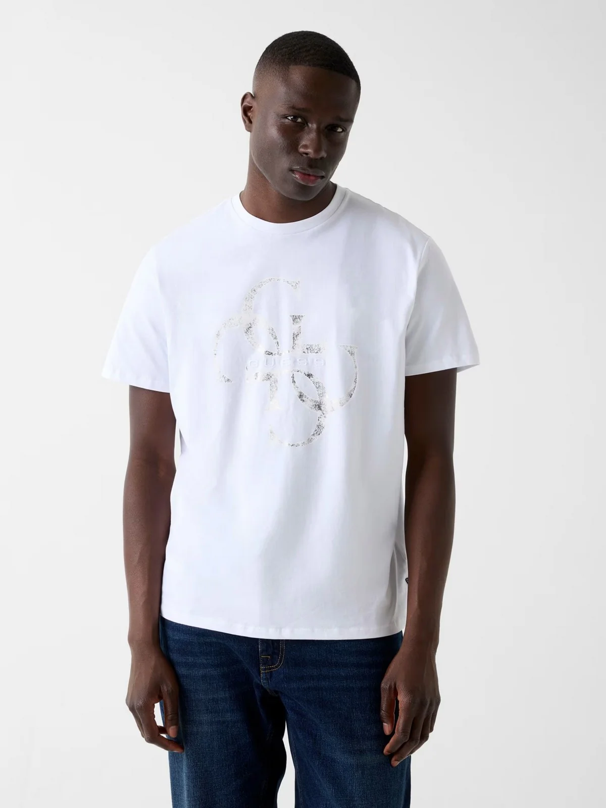 GUESS T-shirt Uomo SS BSC SHIMMER QUATTRO G TEE M6RI03 I3Z14 G011 PURE WHITE - Image 2