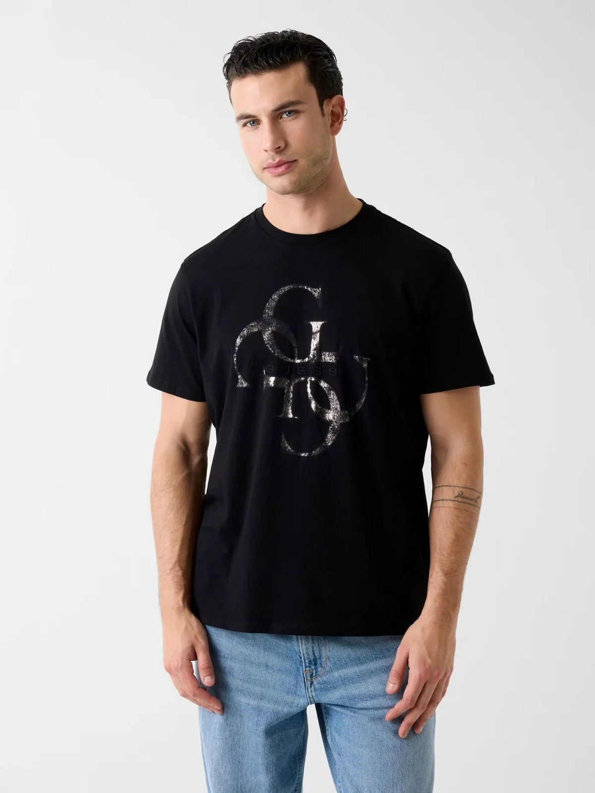 GUESS T-shirt Uomo SS BSC SHIMMER QUATTRO G TEE M6RI03 I3Z14 JBLK Jet Black A996 - Image 2