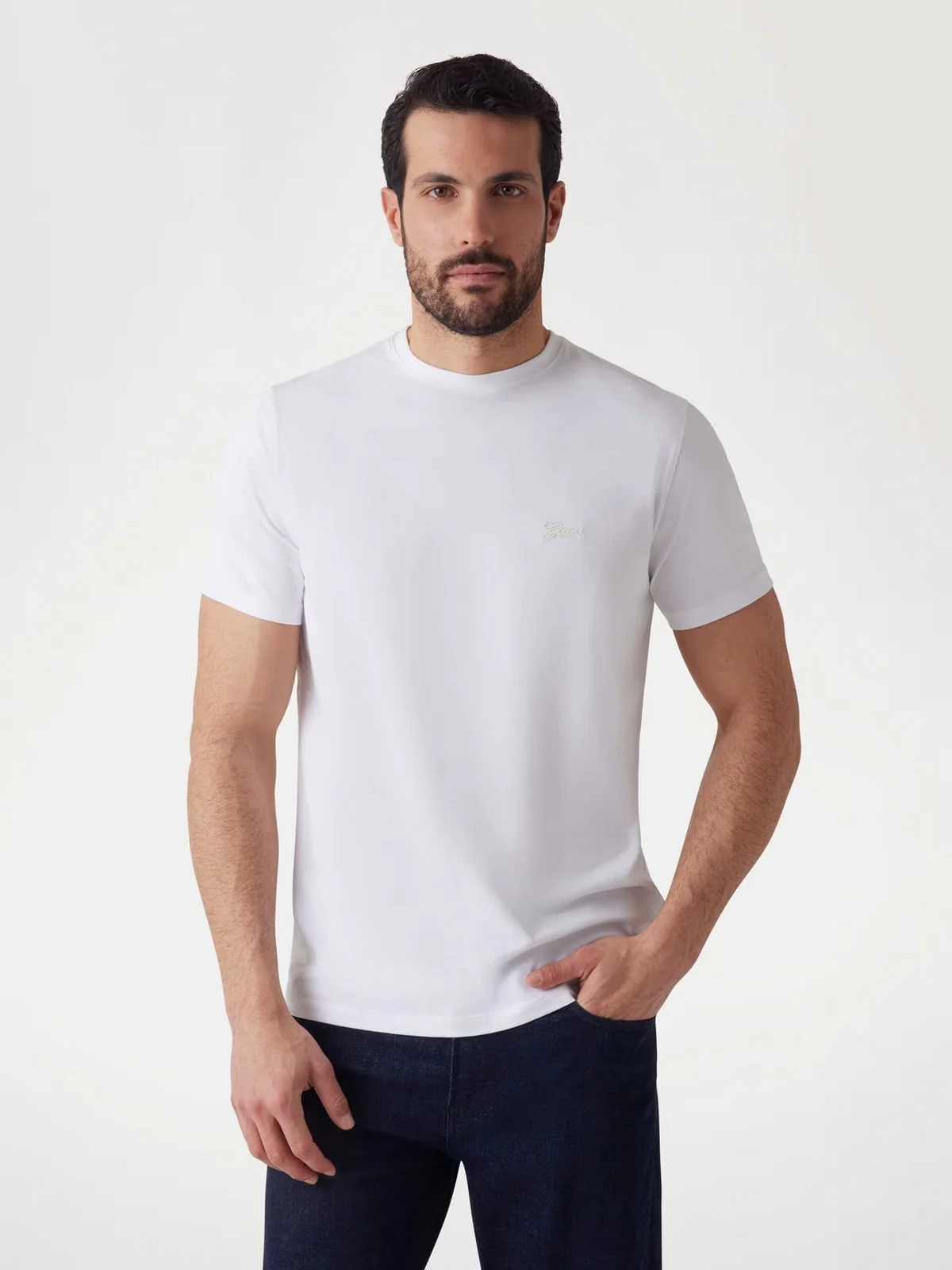 GUESS T-shirt Uomo SS CN BASIC PIMA TEE M4GI70 KC9X0 G011 PURE WHITE - Image 2