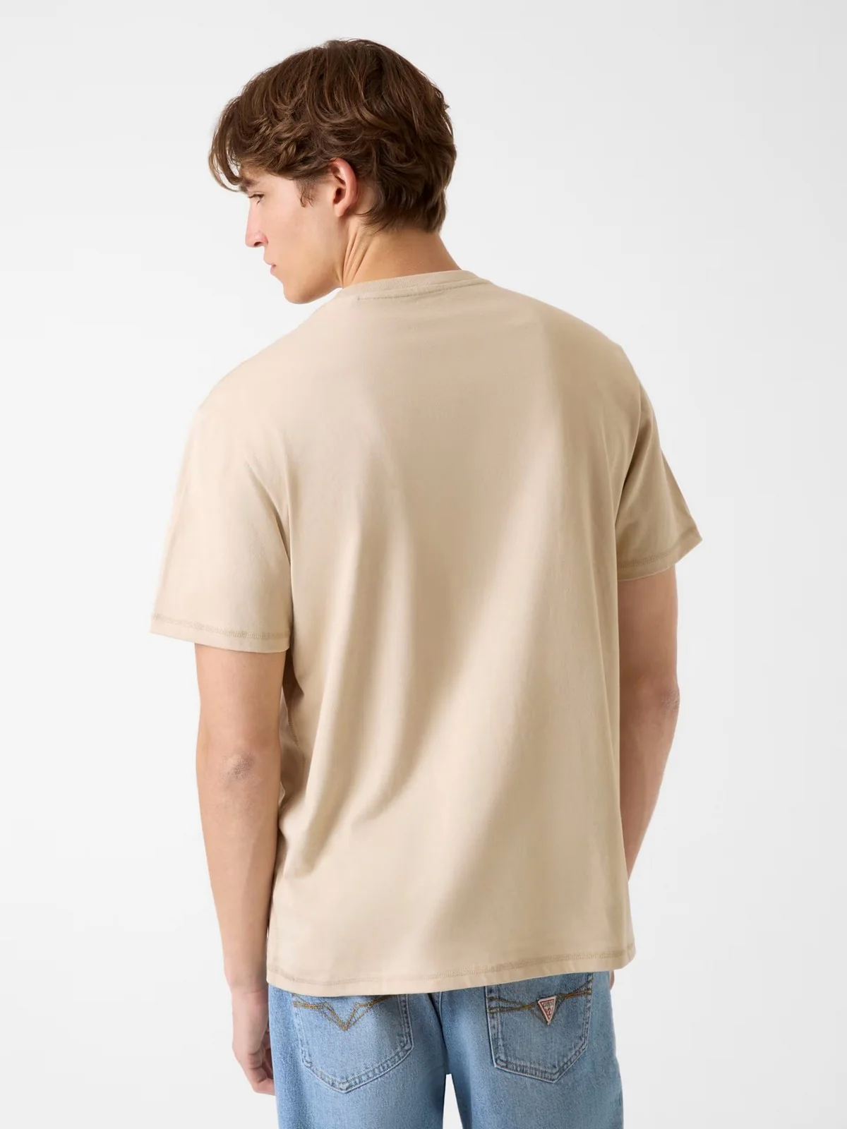 GUESS T-shirt Uomo SS CN TERRY LOGO TEE M6RI23 K8FQ4 G1DR NEUTRAL SAND - Image 3