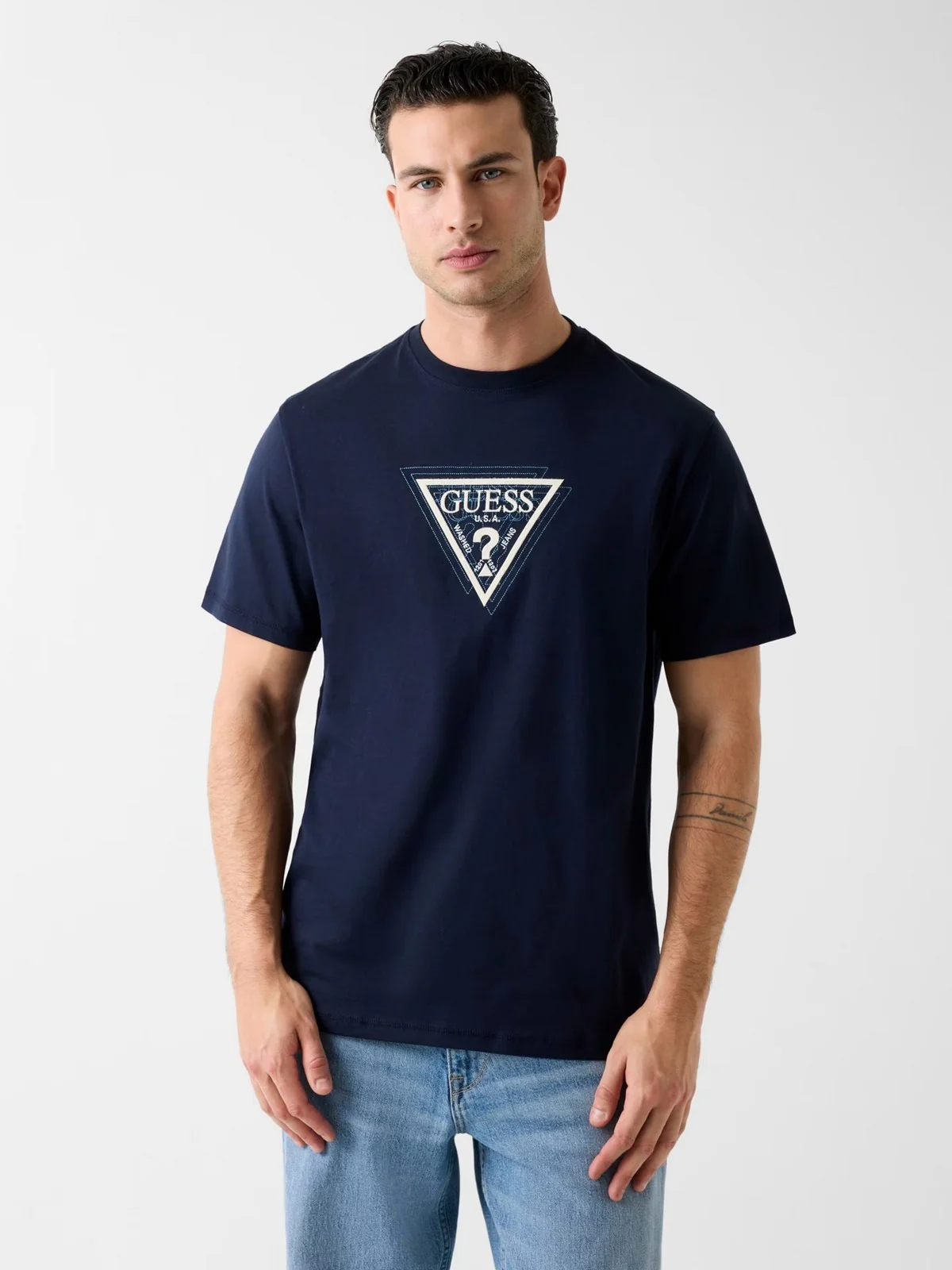 GUESS T-shirt Uomo SS CN TERRY LOGO TEE M6RI23 K8FQ4 G7V2 SMART BLUE - Image 2