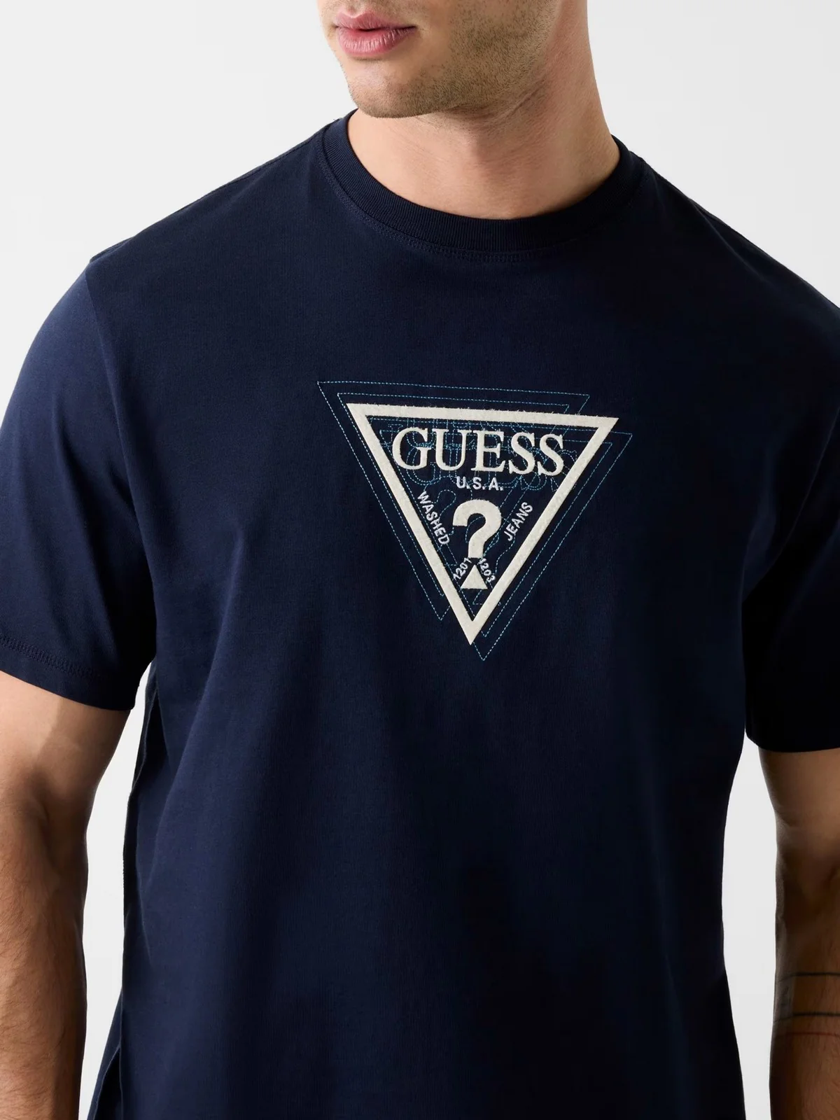 GUESS T-shirt Uomo SS CN TERRY LOGO TEE M6RI23 K8FQ4 G7V2 SMART BLUE - Image 4