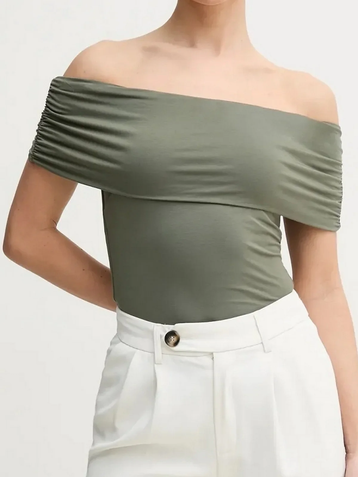 GUESS Top Donna CHARLOTTE OFF SHOULDER TOP W5GP08 KACM2 A838 Verde - Image 2